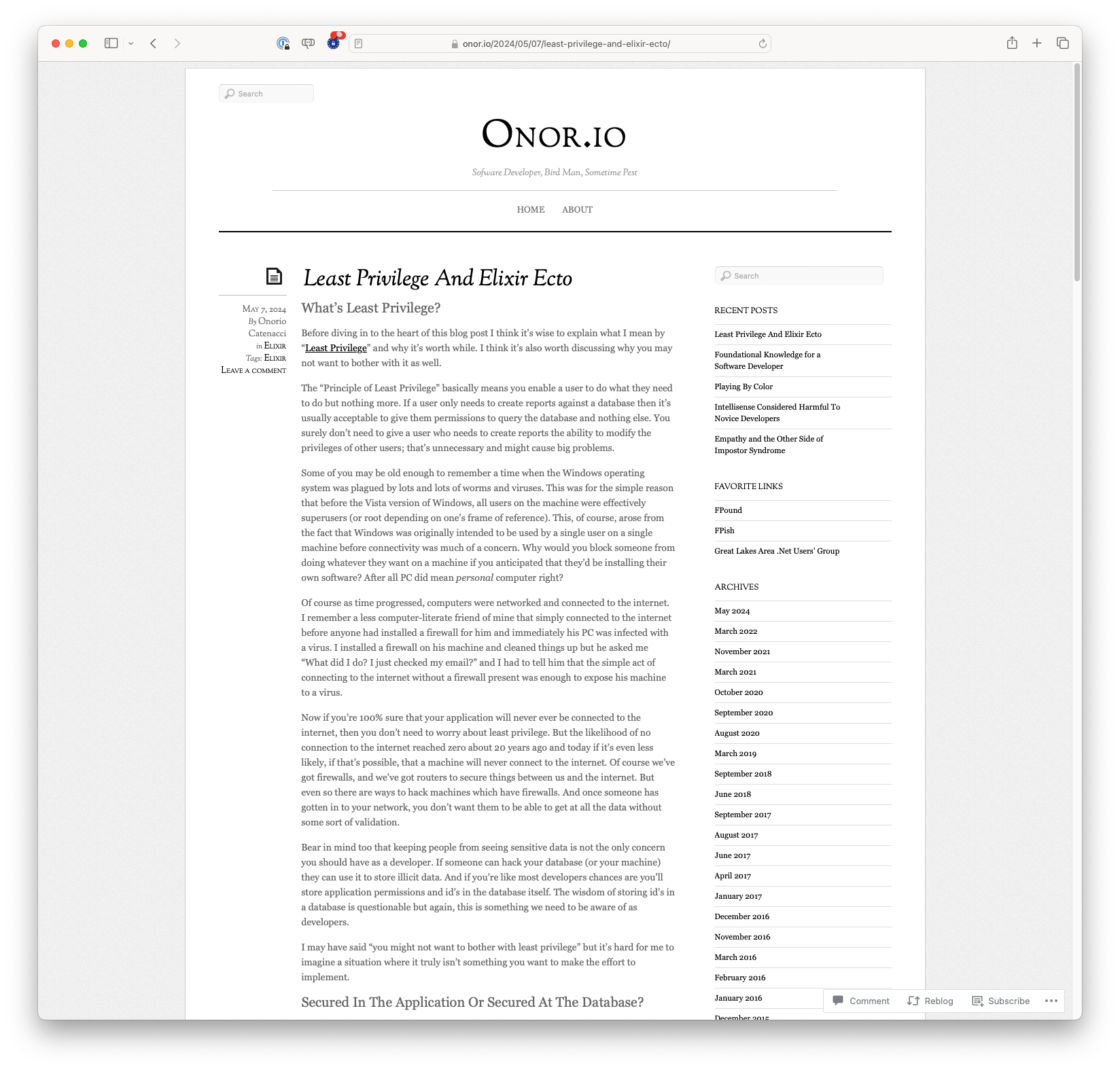 Least Privilege And Elixir Ecto (onor.io)