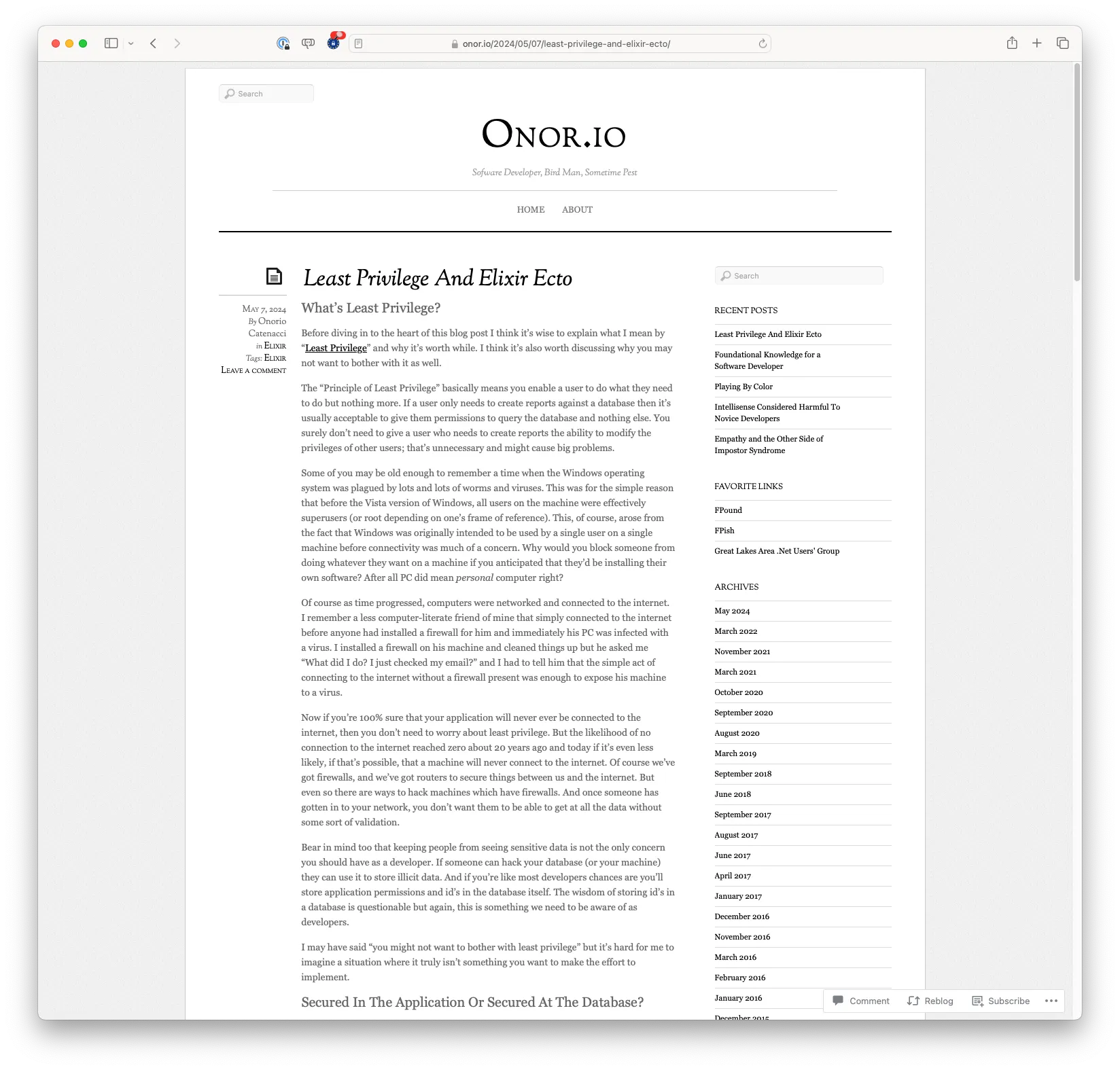 Least Privilege And Elixir Ecto (onor.io)