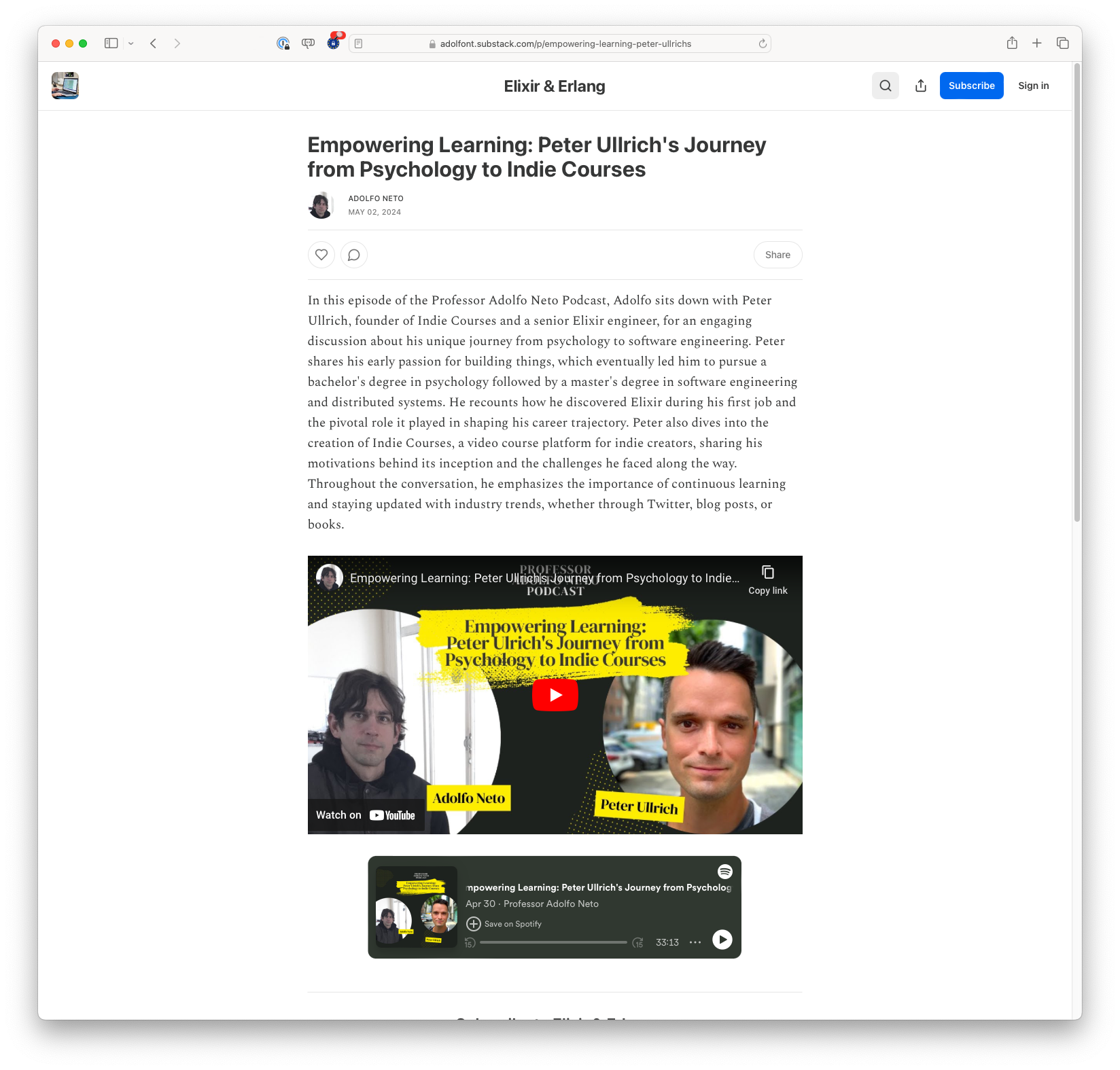 Empowering Learning: Peter Ullrich's Journey from Psychology to Indie Courses (adolfont.substack.com)