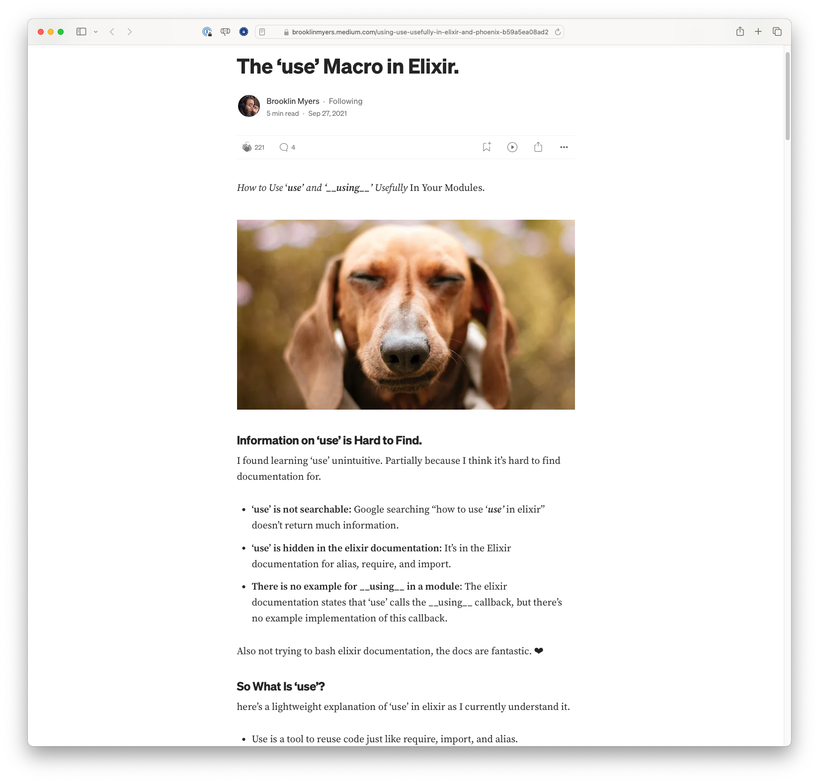 The `use` Macro in Elixir. How to Use `use` and `using` (brooklinmyers.medium.com)