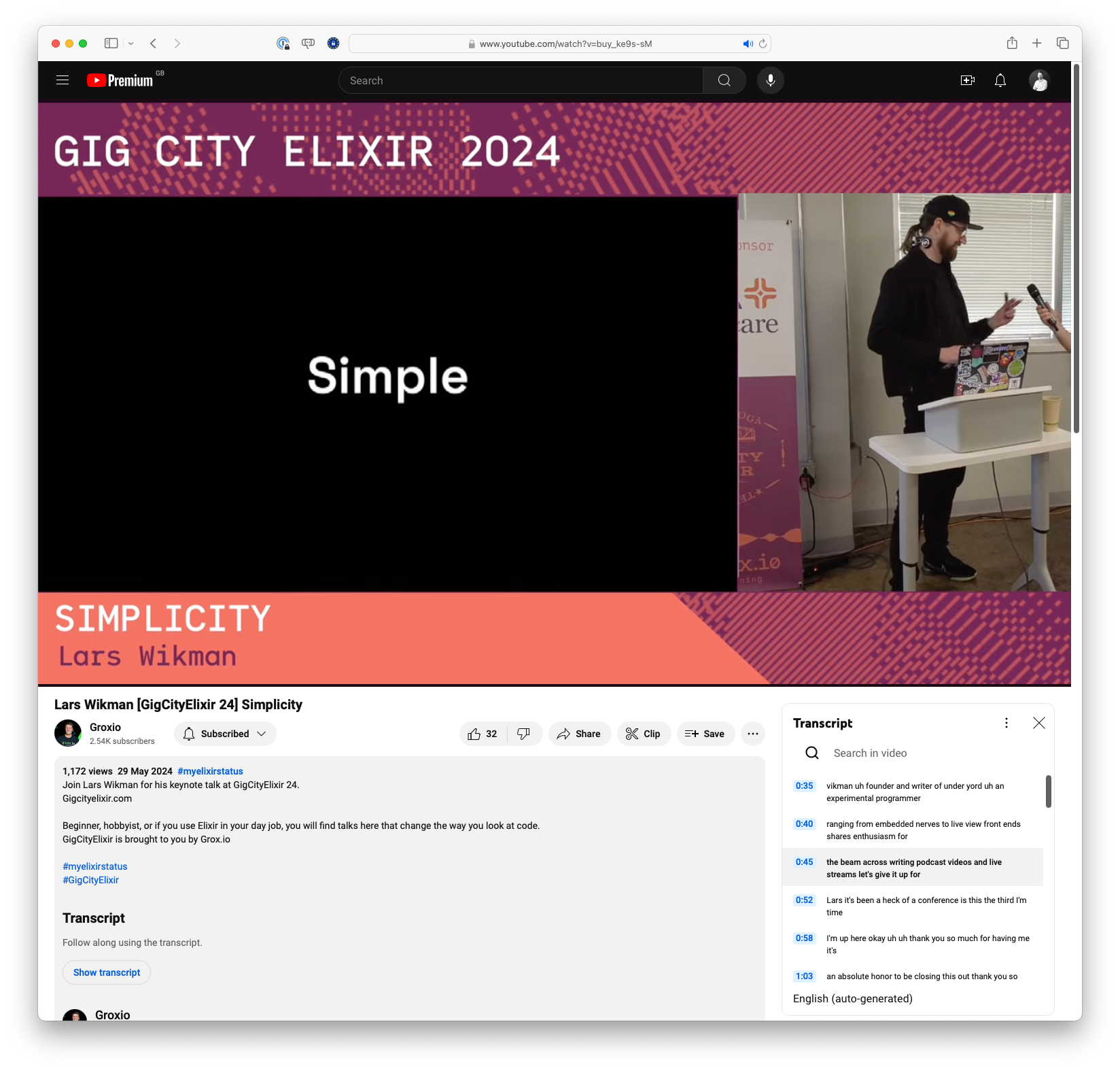 Lars Wikman at GigCityElixir 24: Simplicity (youtube.com)