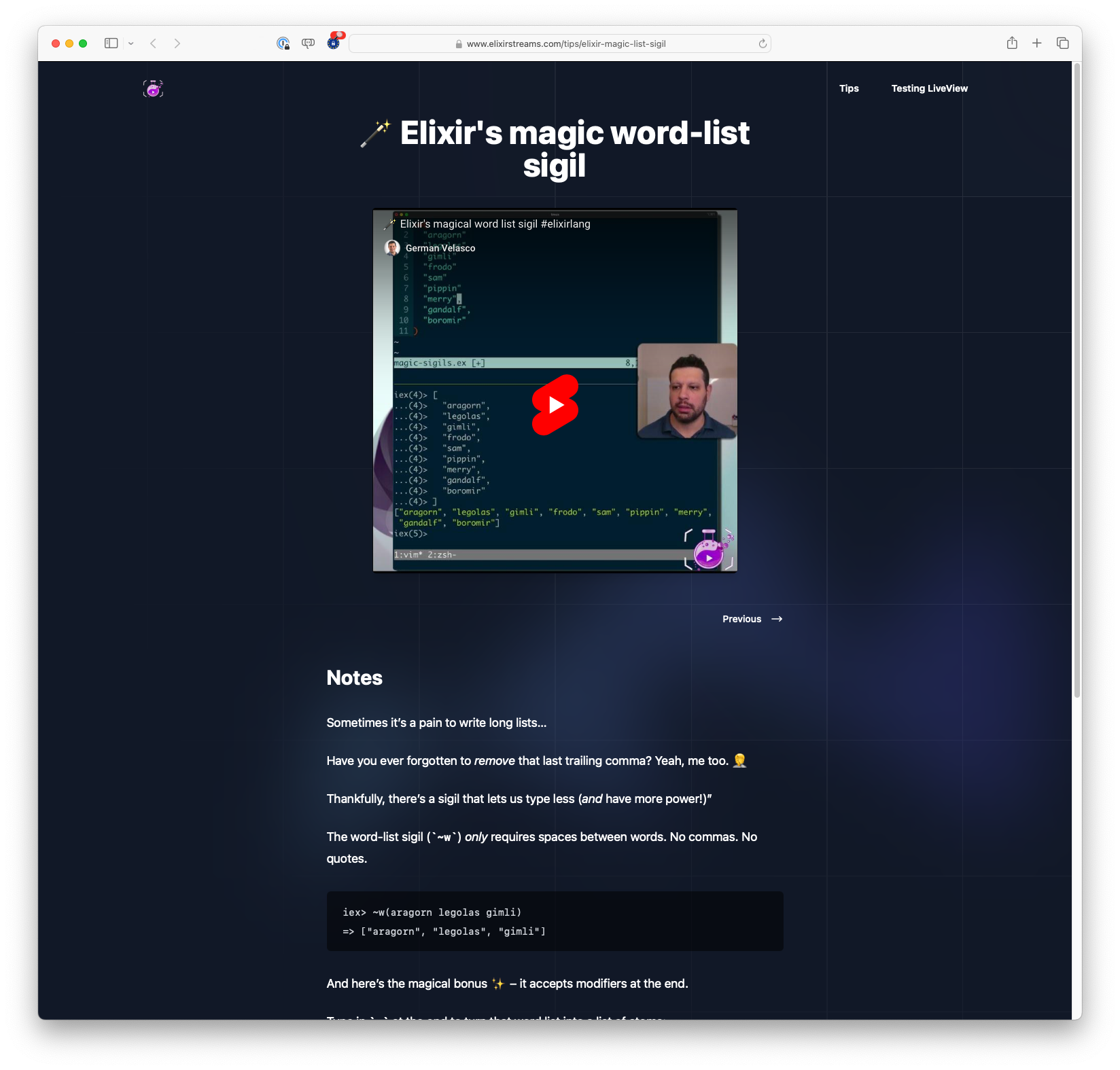 Elixir's magic word-list sigil (exlirstreams.com)
