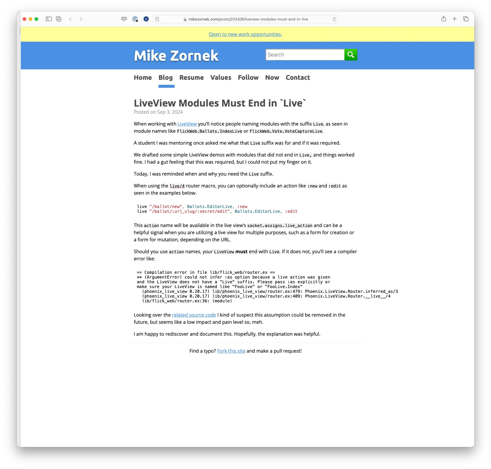 LiveView Modules Must End in 'Live'
