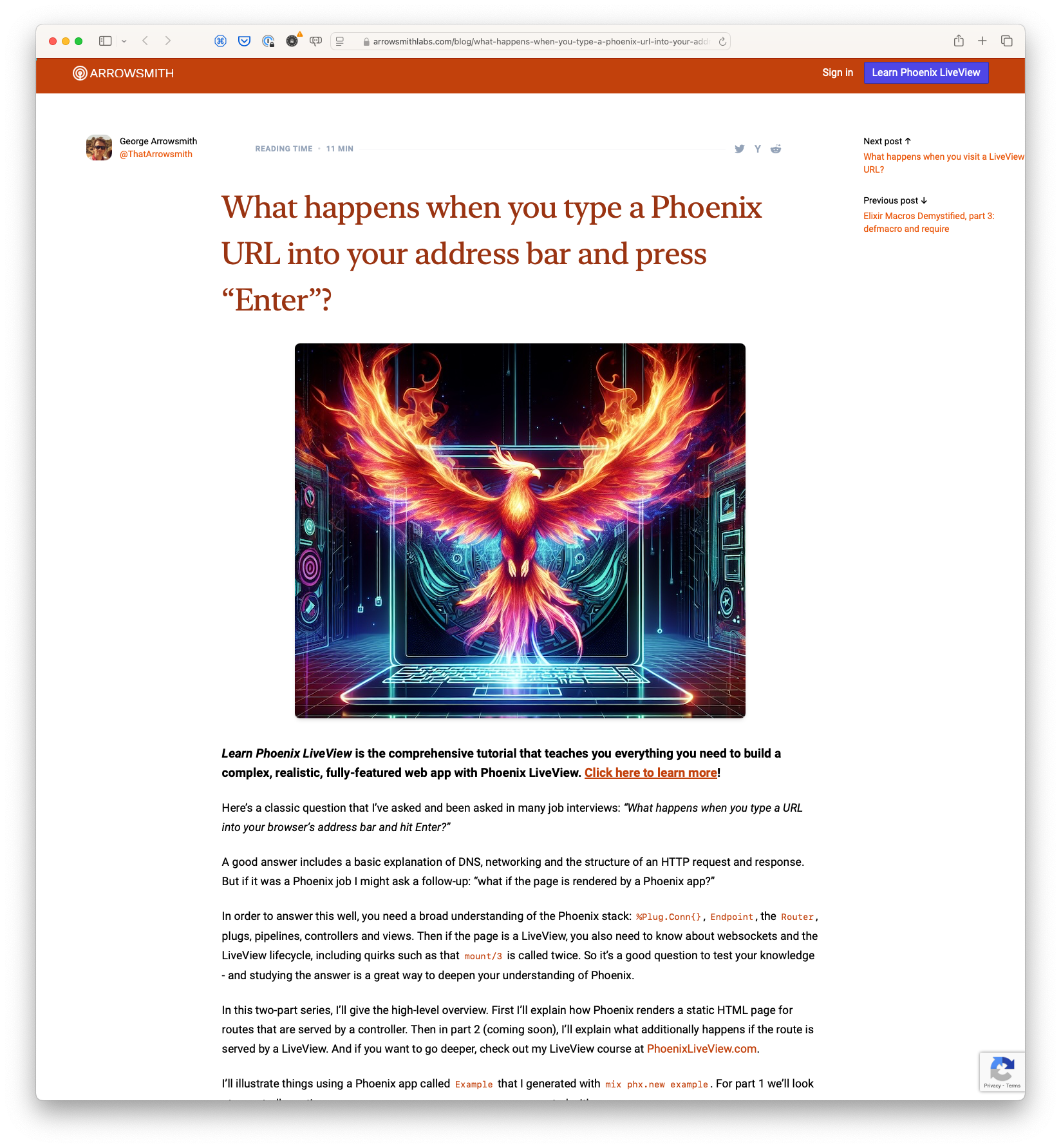 What happens when you type a Phoenix URL into your address bar and press “Enter”?