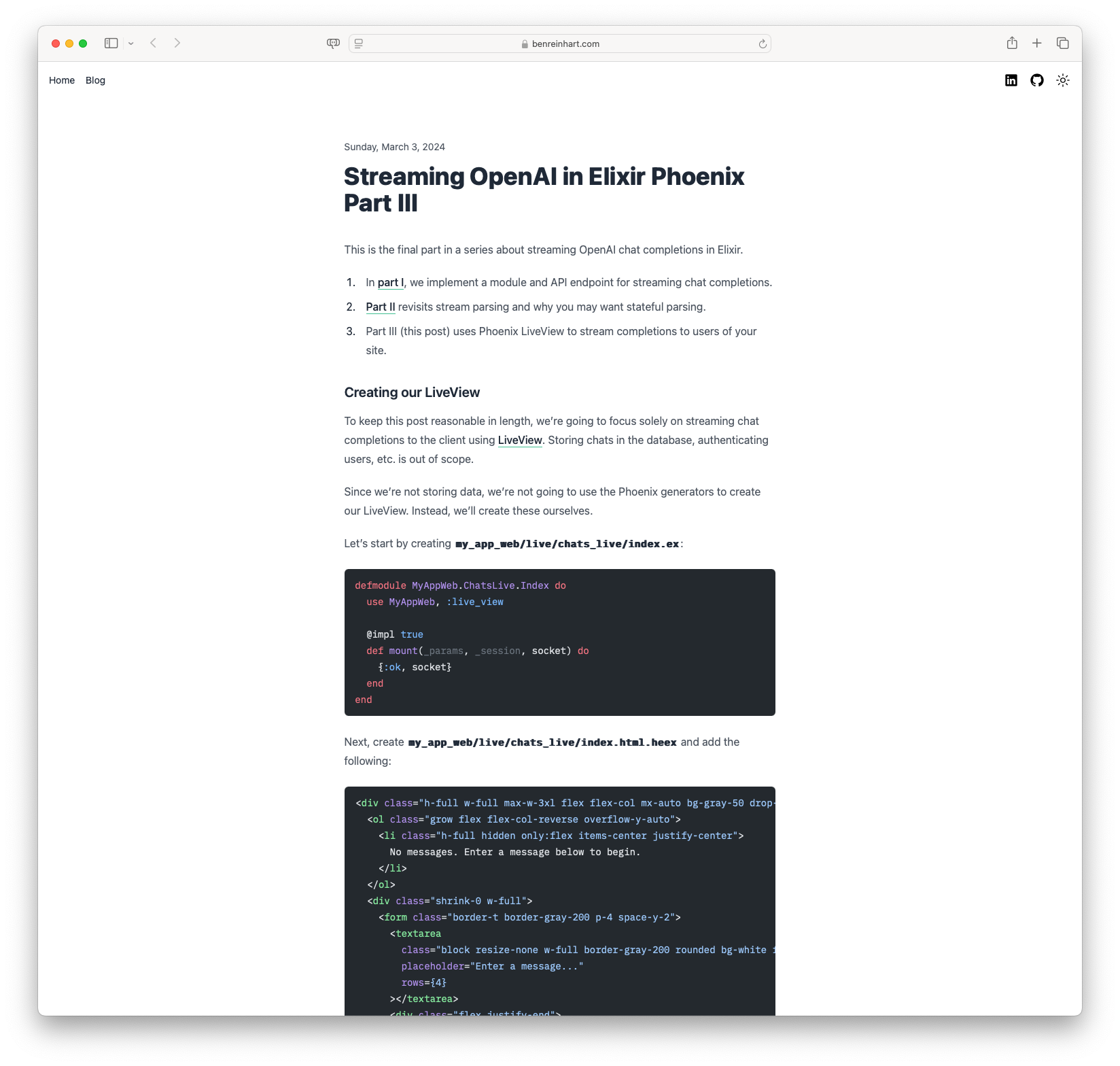 Streaming OpenAI in Elixir Phoenix Part III