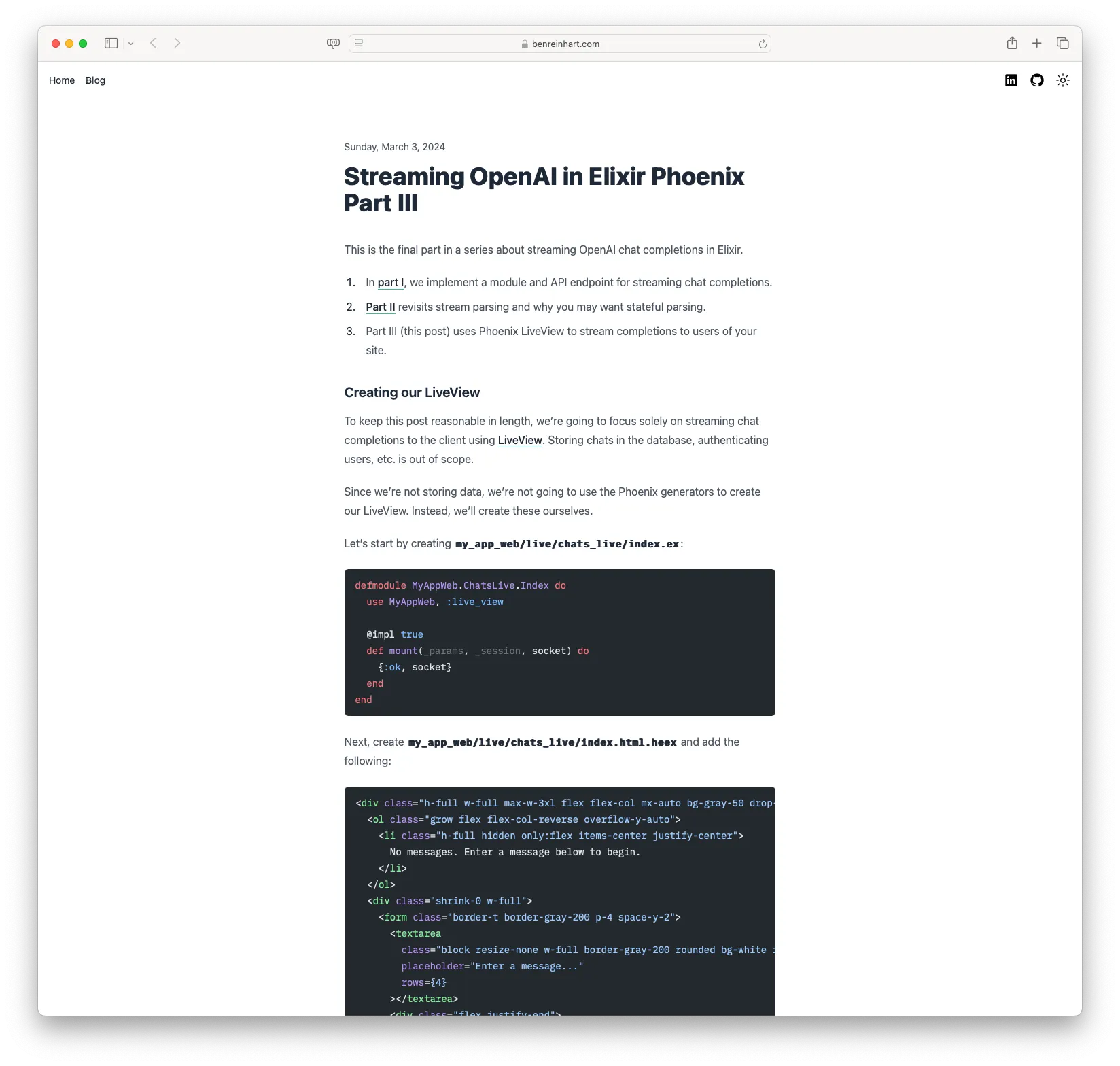 Streaming OpenAI in Elixir Phoenix Part III