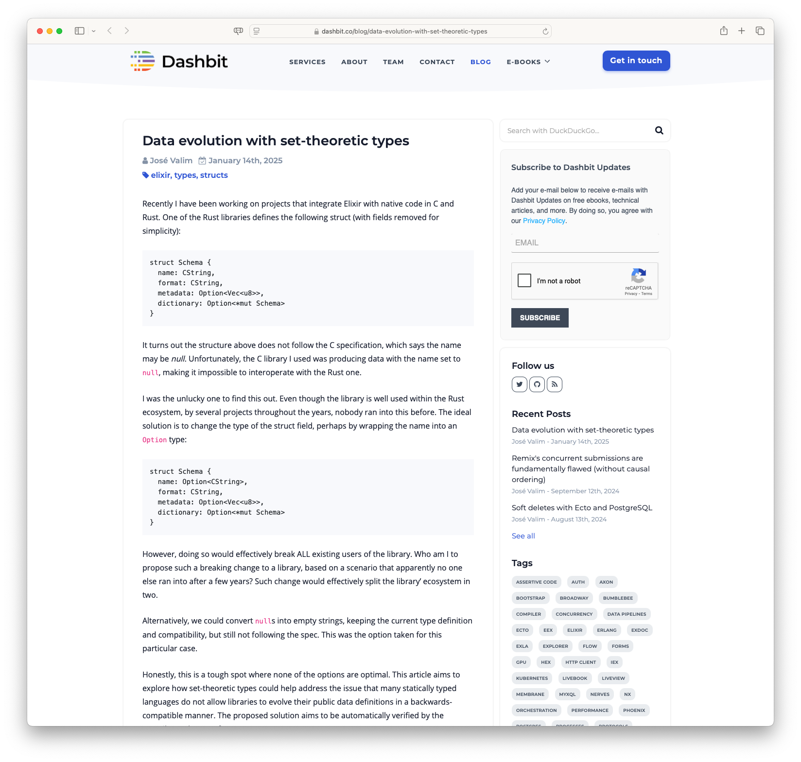 Data evolution with set-theoretic types