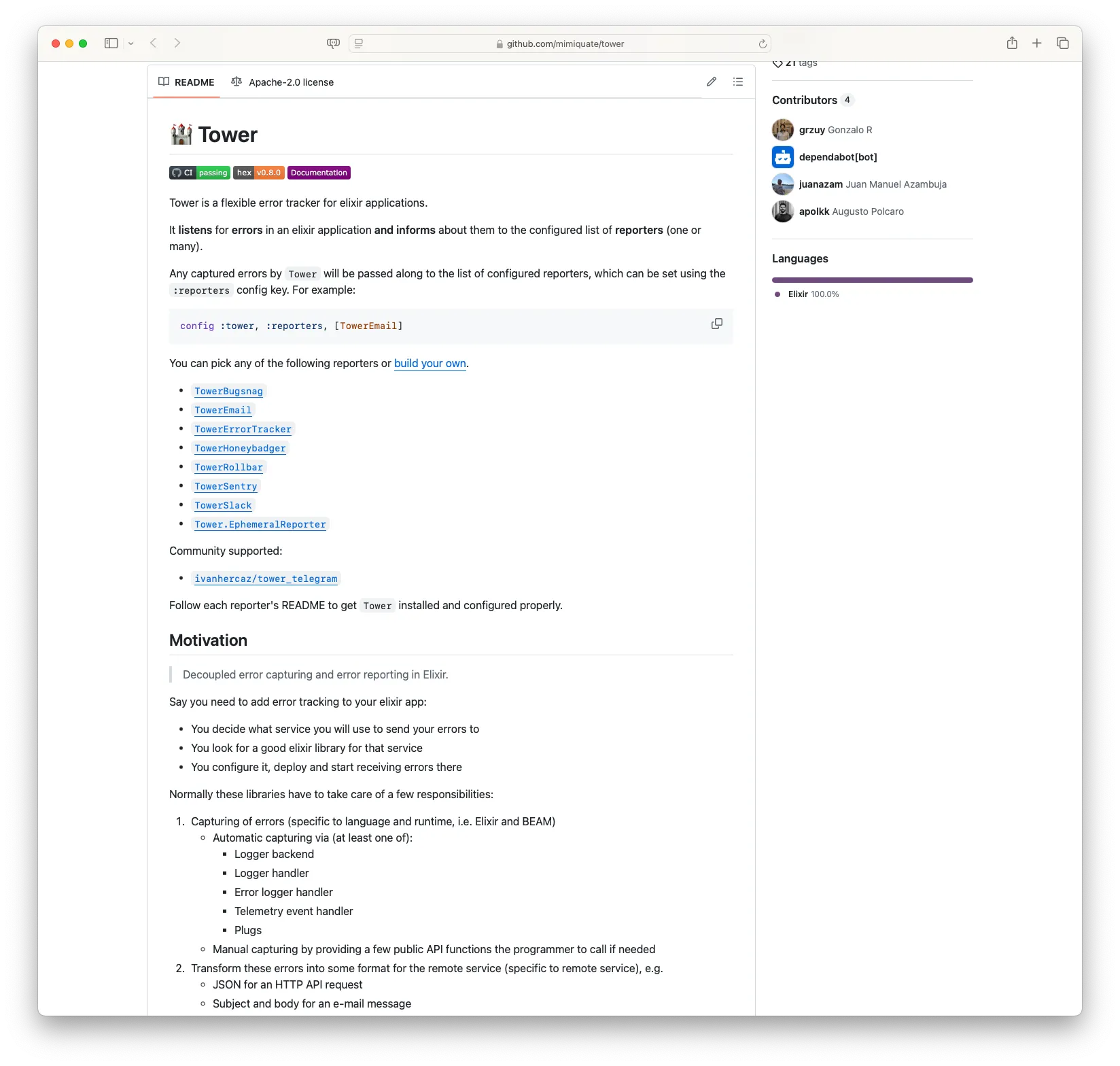Tower: Error Tracking for Elixir Applications