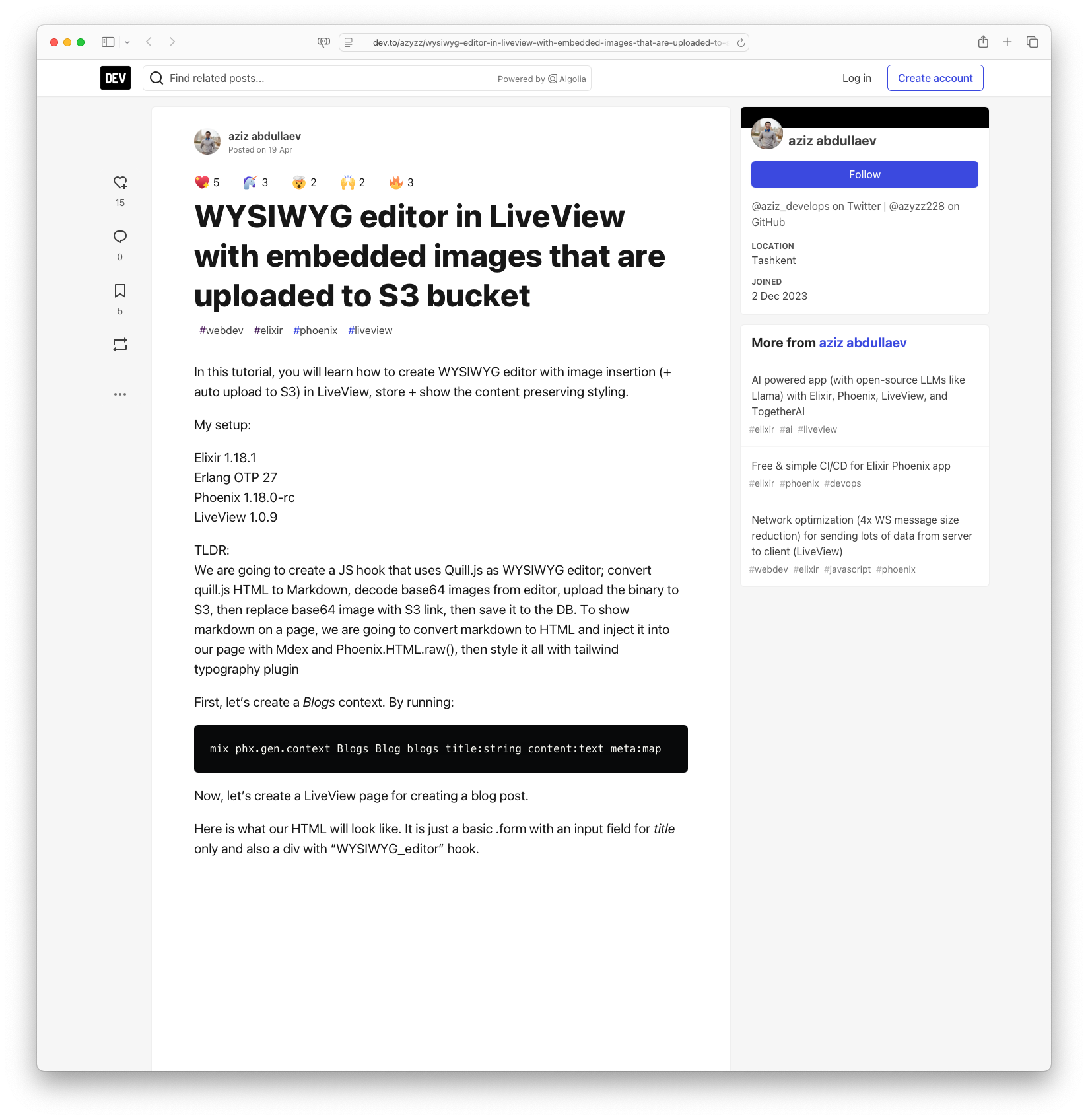 WYSIWYG editor in LiveView with embedded images that are uploaded to S3 bucket