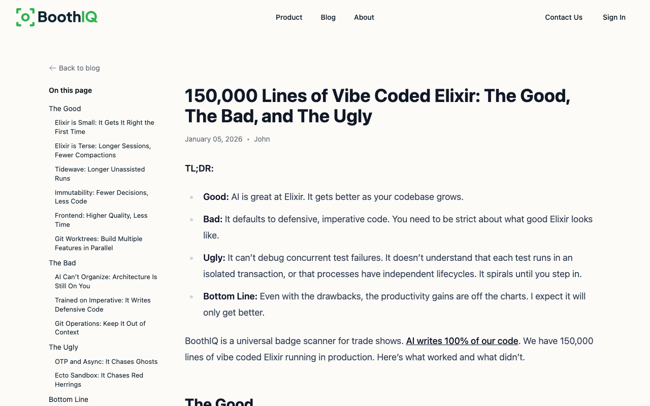 150,000 Lines of Vibe Coded Elixir: The Good, The Bad, and The Ugly