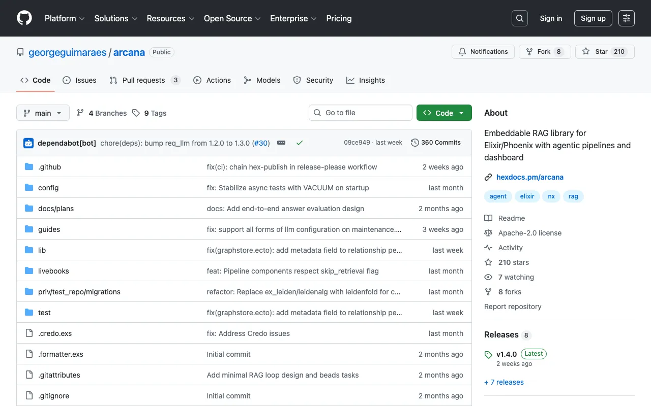 georgeguimaraes/arcana: Embeddable RAG library for Elixir/Phoenix