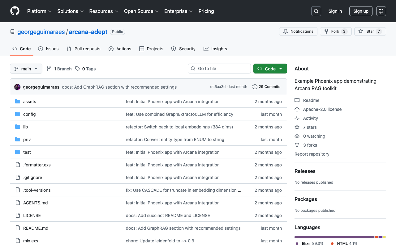 georgeguimaraes/arcana-adept: Example Phoenix app demonstrating Arcana RAG toolkit