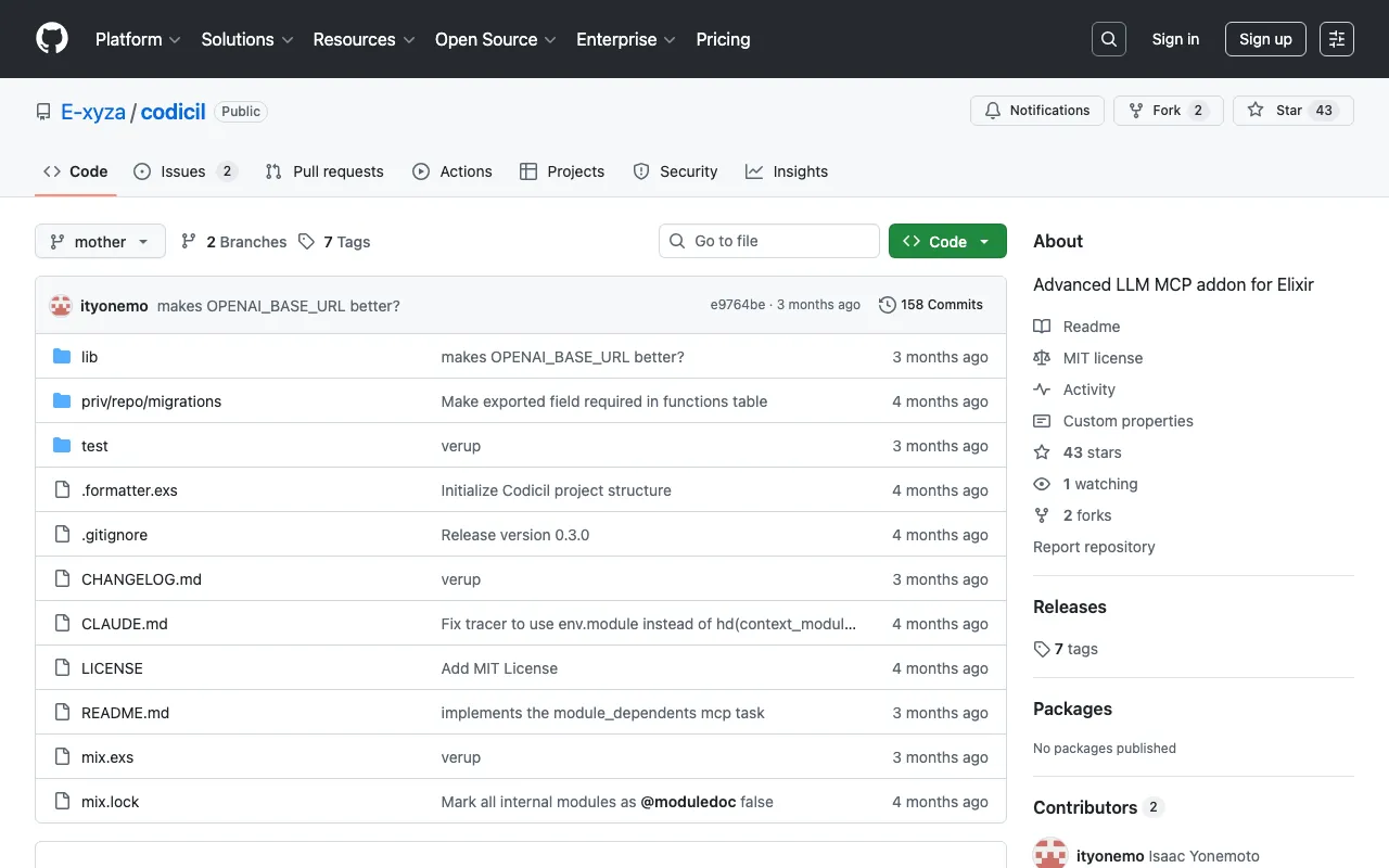E-xyza/codicil: Advanced LLM MCP addon for Elixir