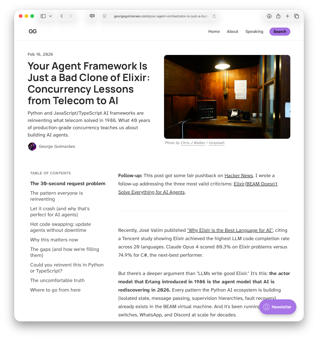 Your Agent Framework Is Just a Bad Clone of Elixir: Concurrency Lessons from Telecom to AI
