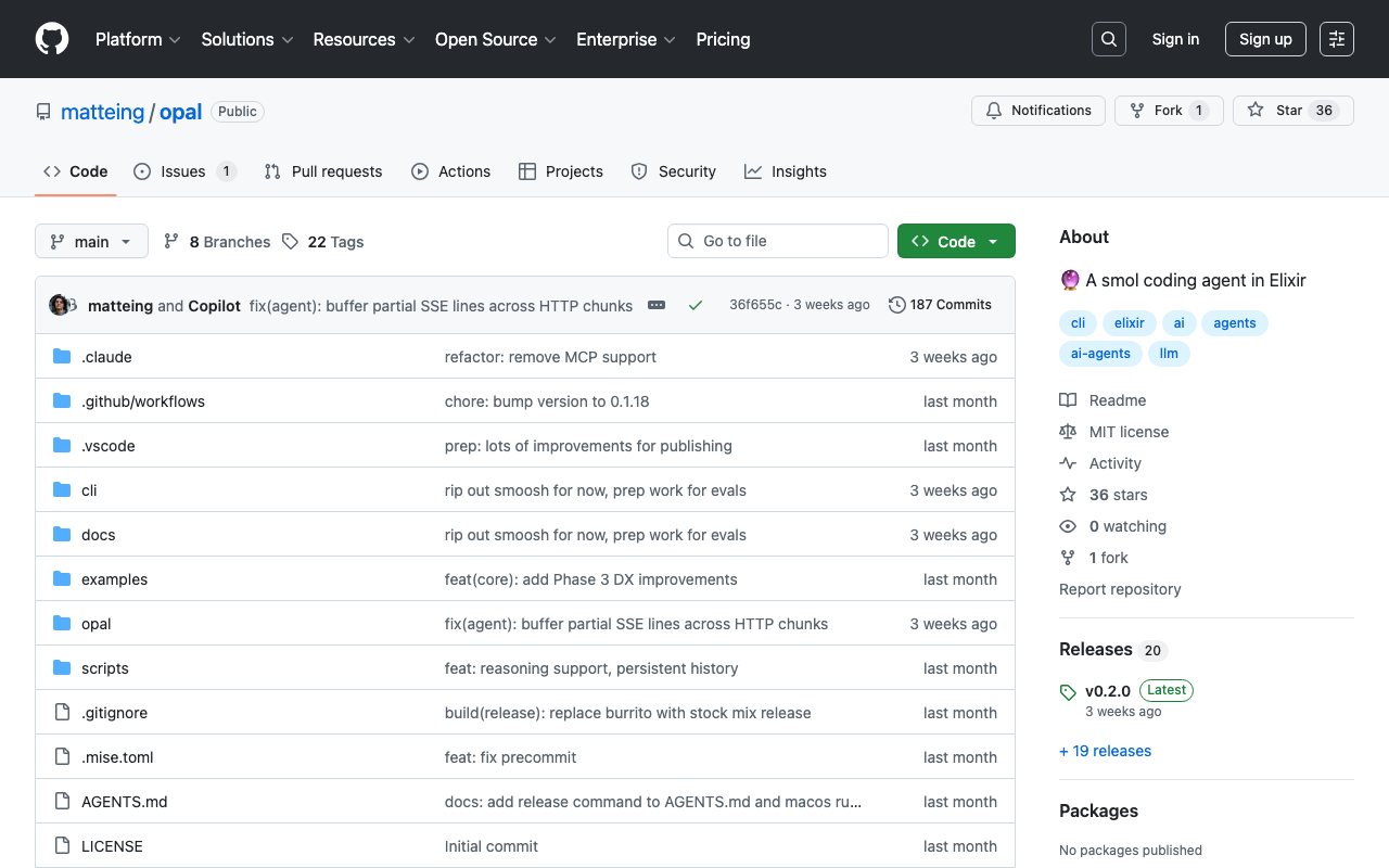 GitHub - matteing/opal: 🔮 A smol coding agent in Elixir · GitHub