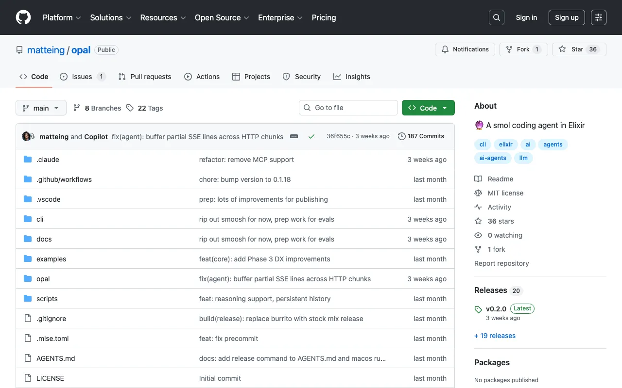 GitHub - matteing/opal: 🔮 A smol coding agent in Elixir · GitHub