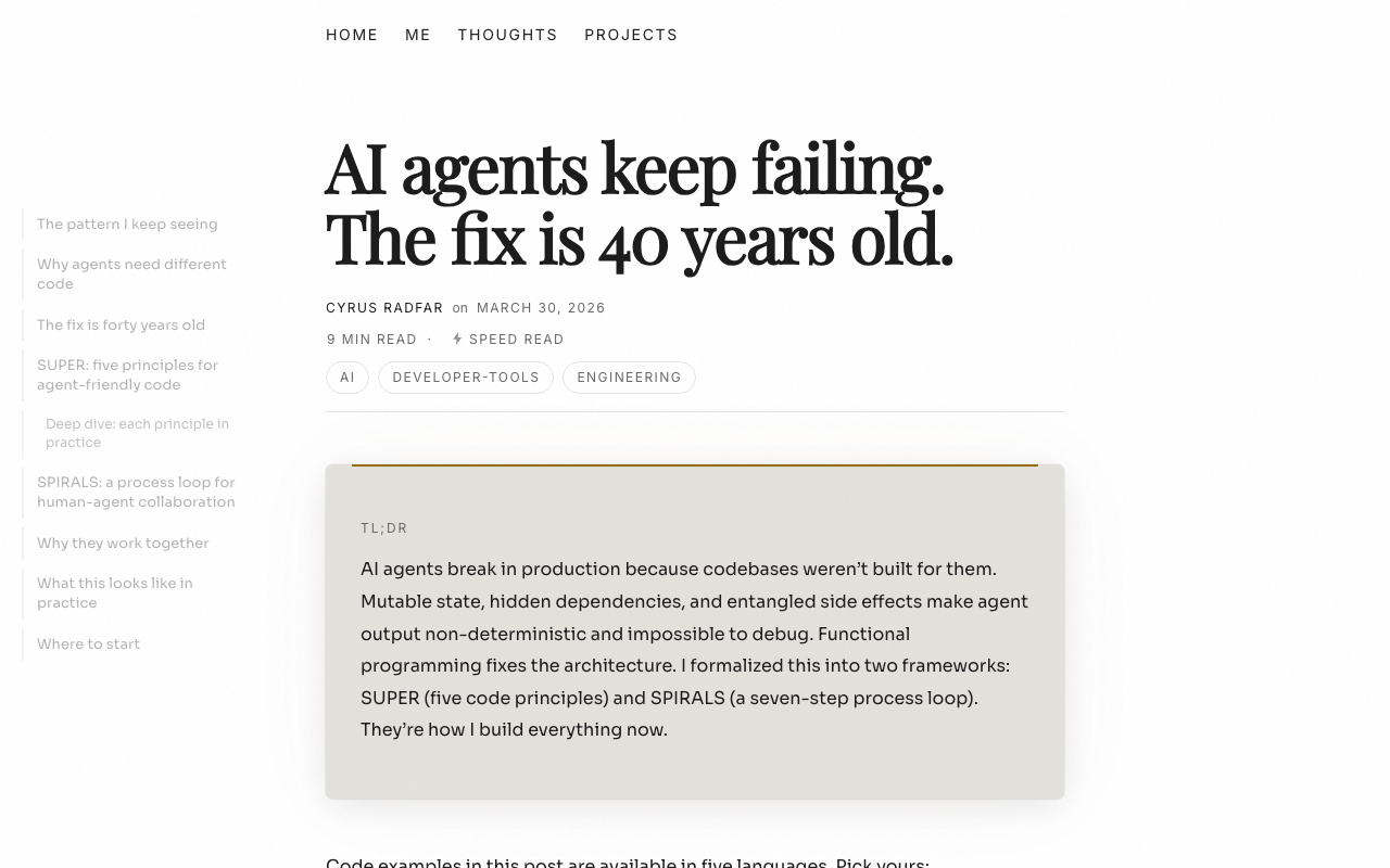 AI agents keep failing. The fix is 40 years old. — Cyrus Radfar