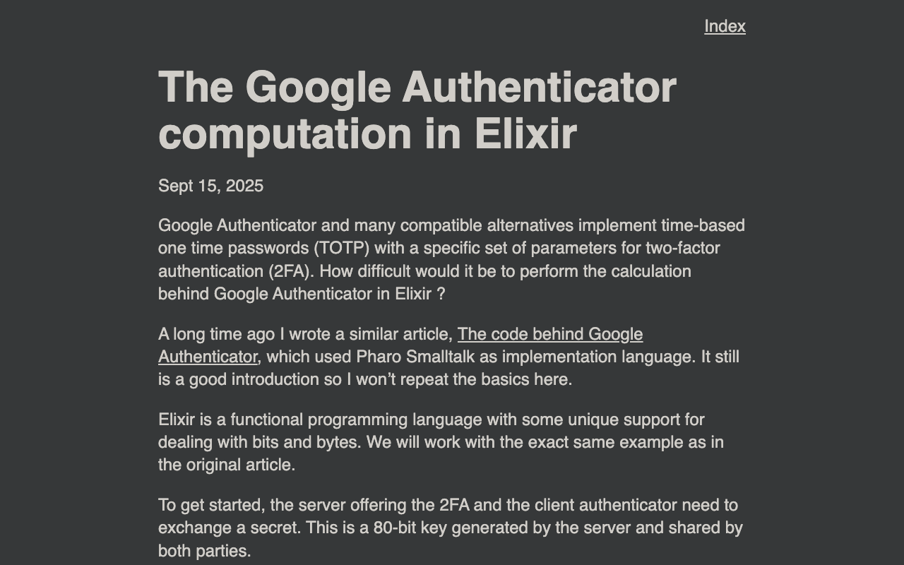 The Google Authenticator computation in Elixir