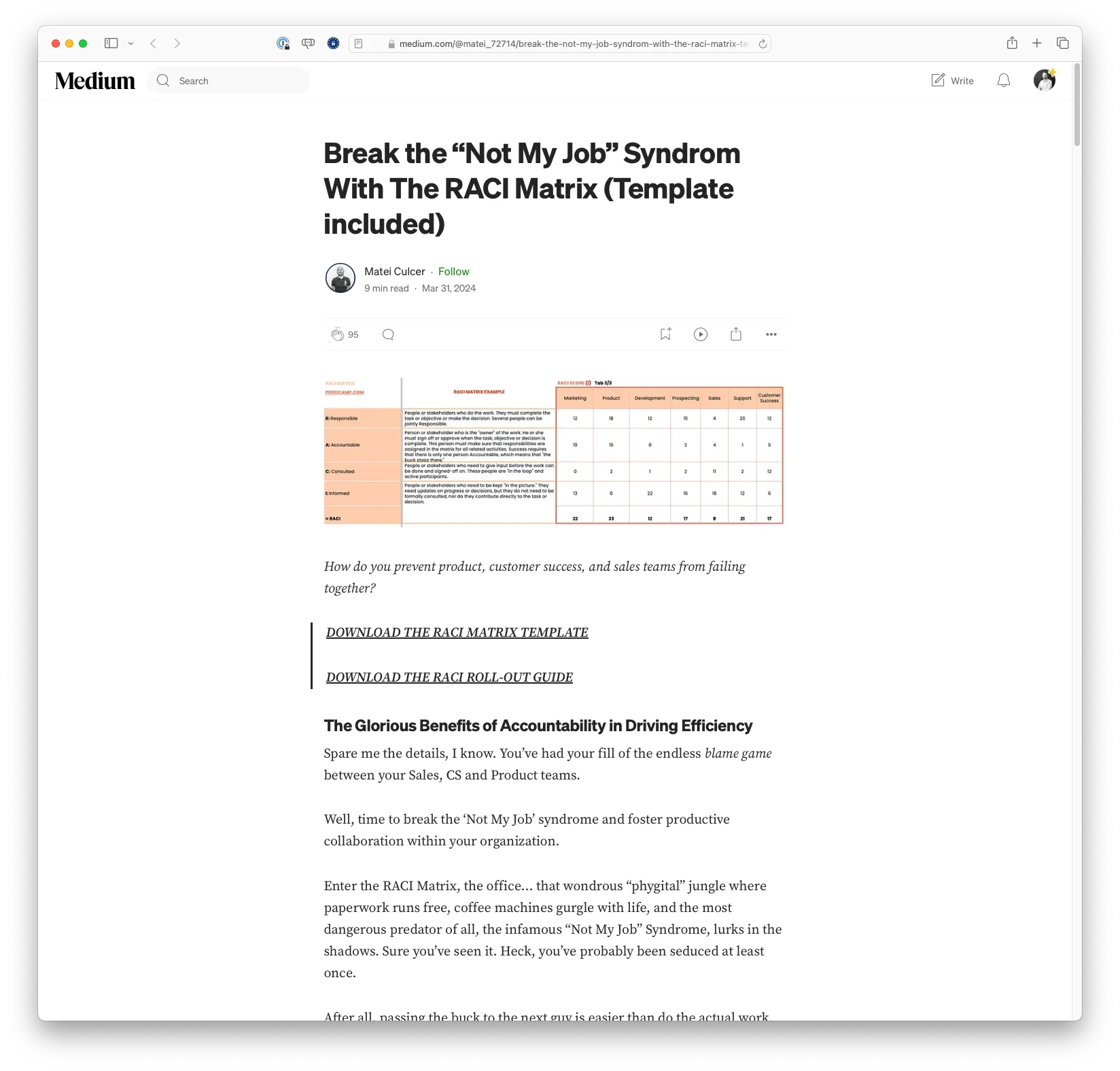 Break the “Not My Job” Syndrome With The RACI Matrix (Template included)