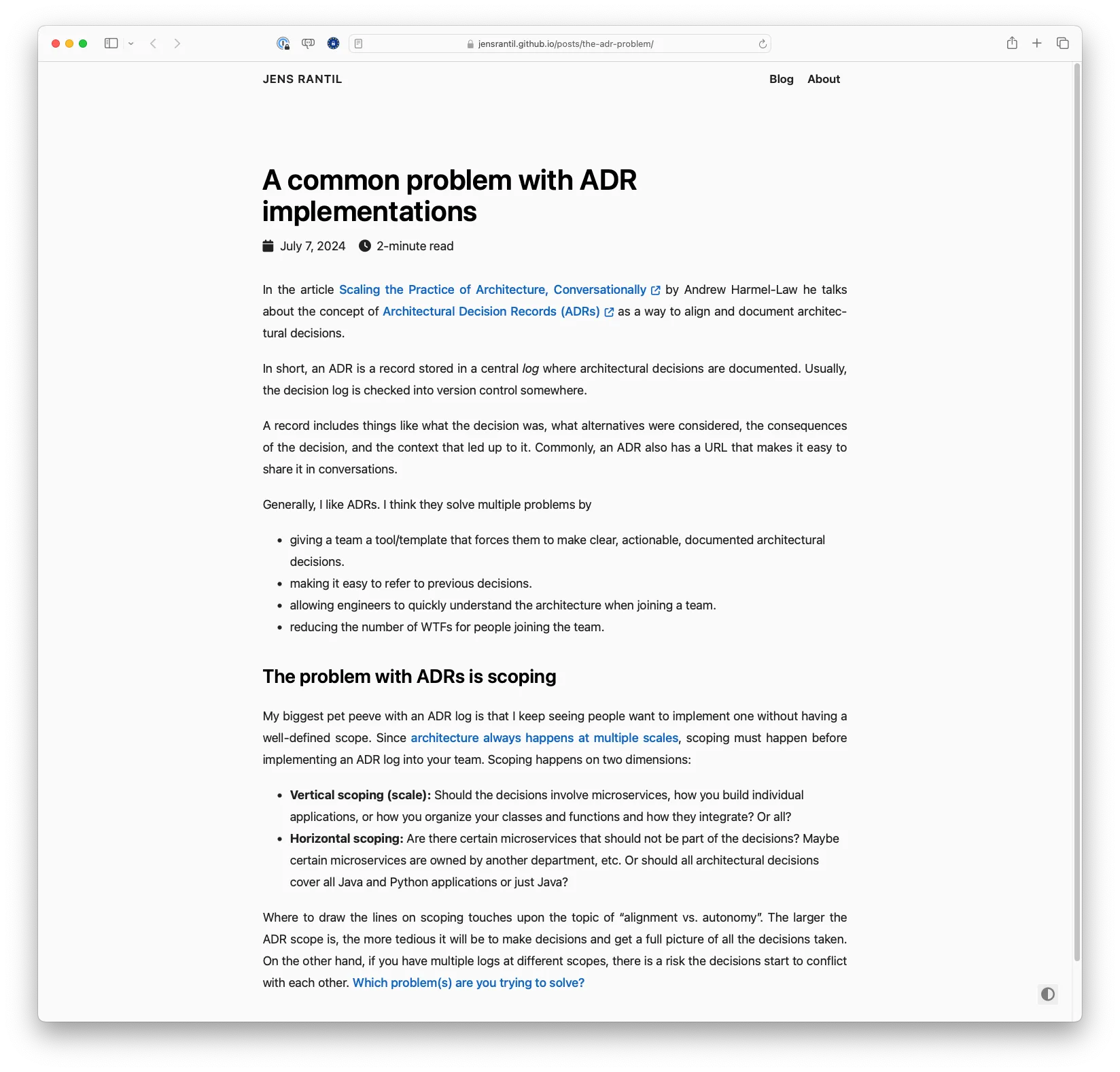 A Common Problem with ADR Implementations