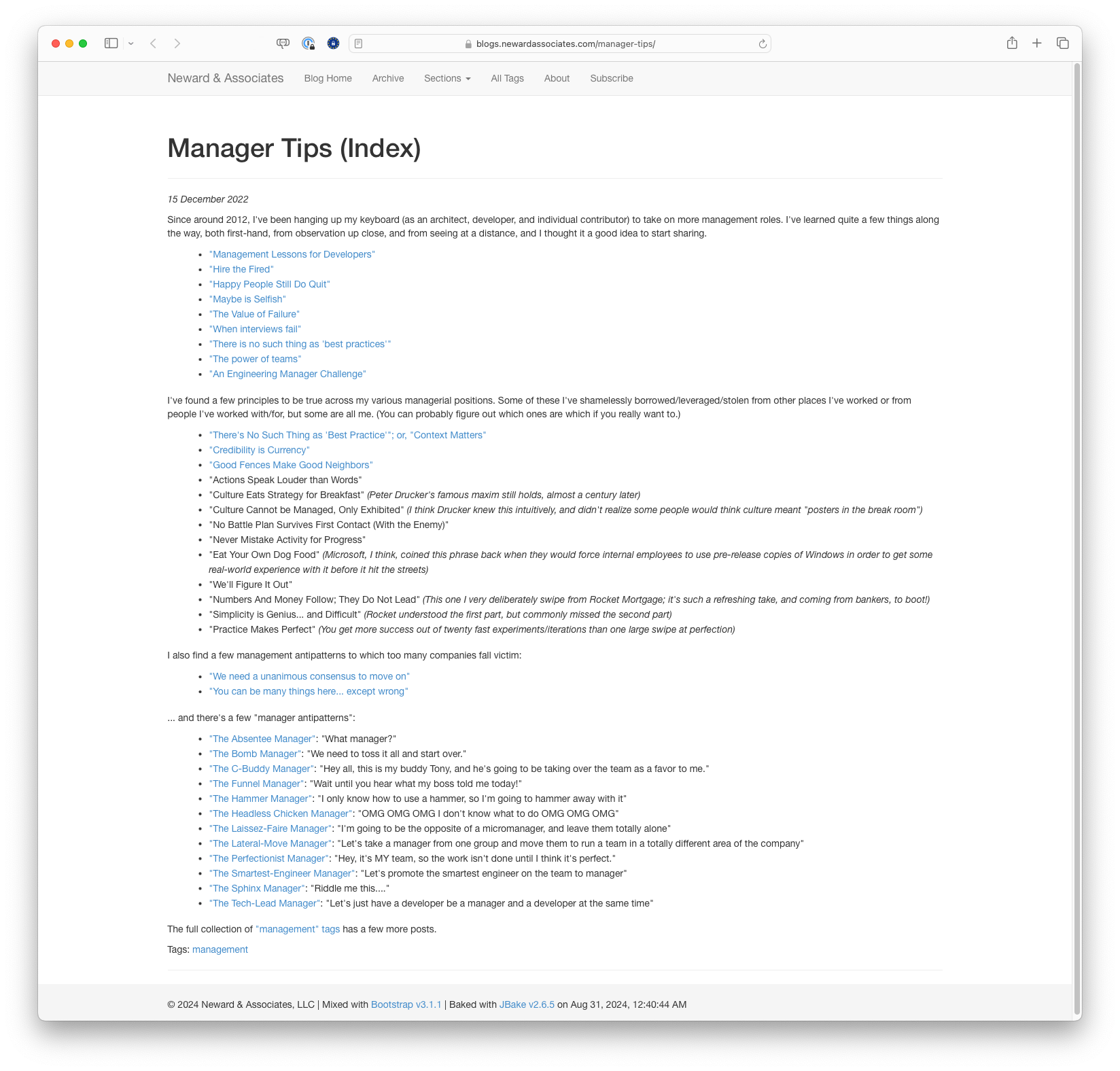 Management Tips and Lessons