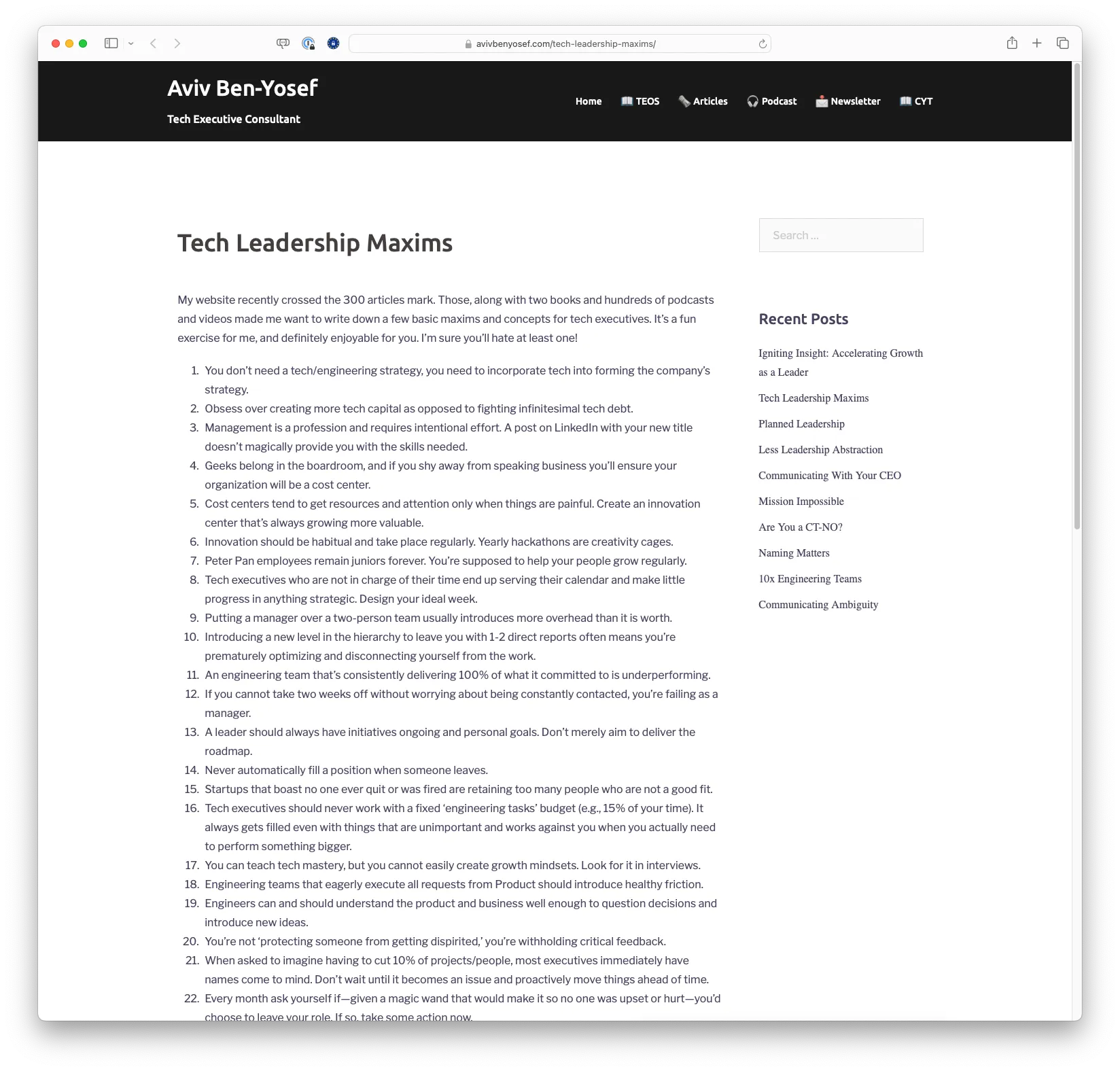 Tech Leadership Maxims