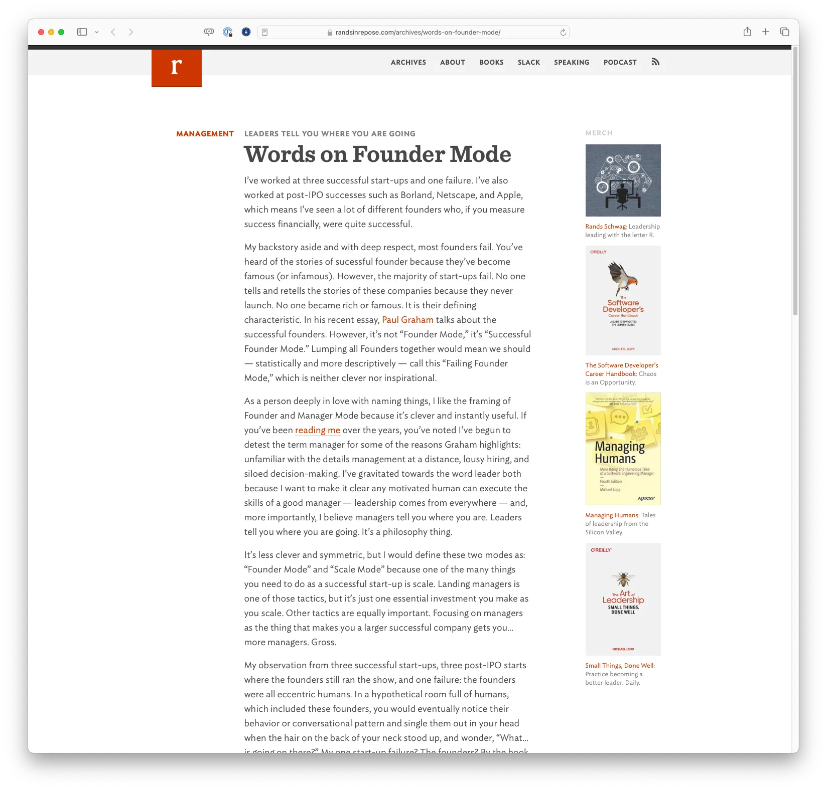 Words on Founder Mode