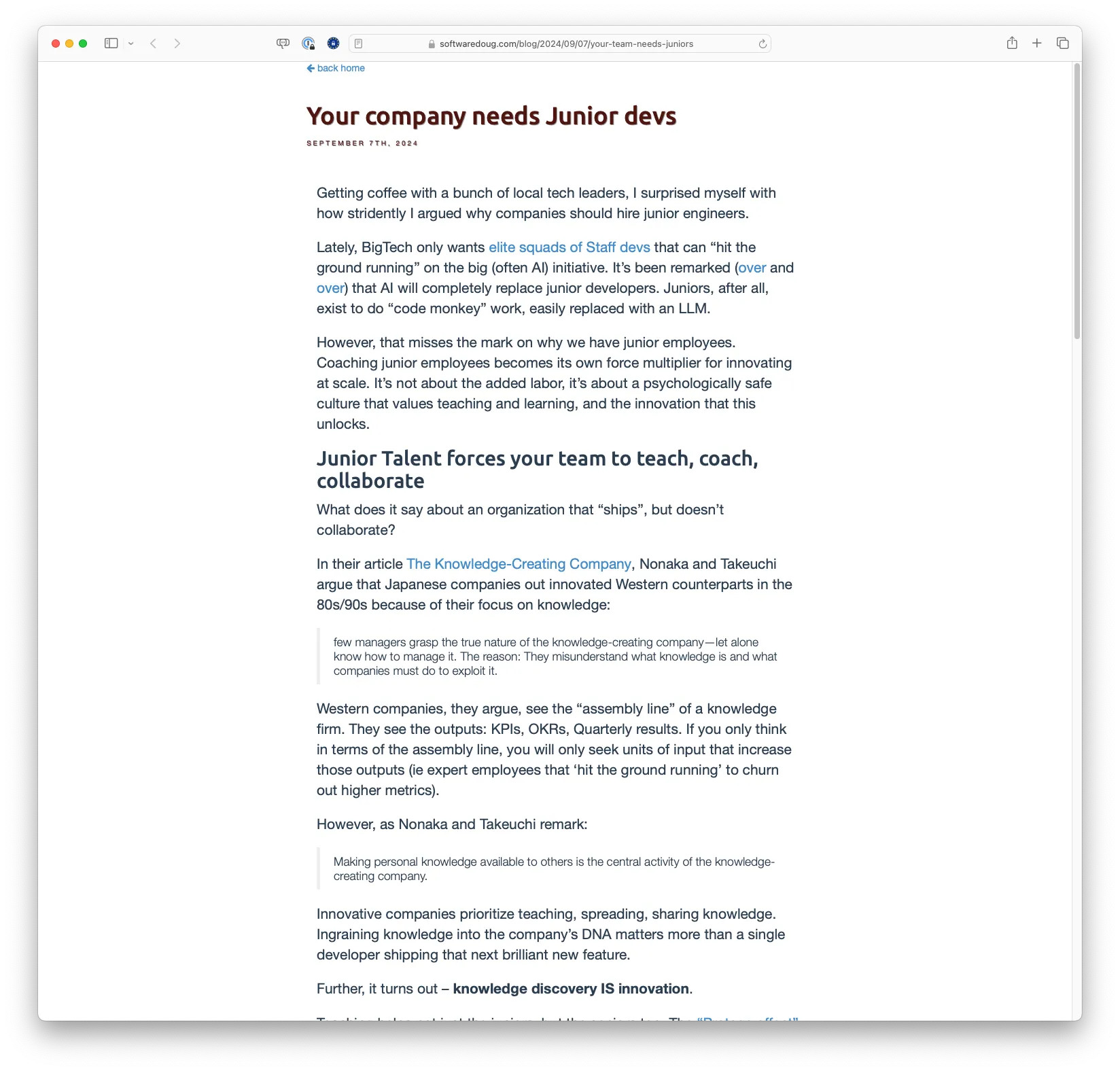 Your company needs Junior devs