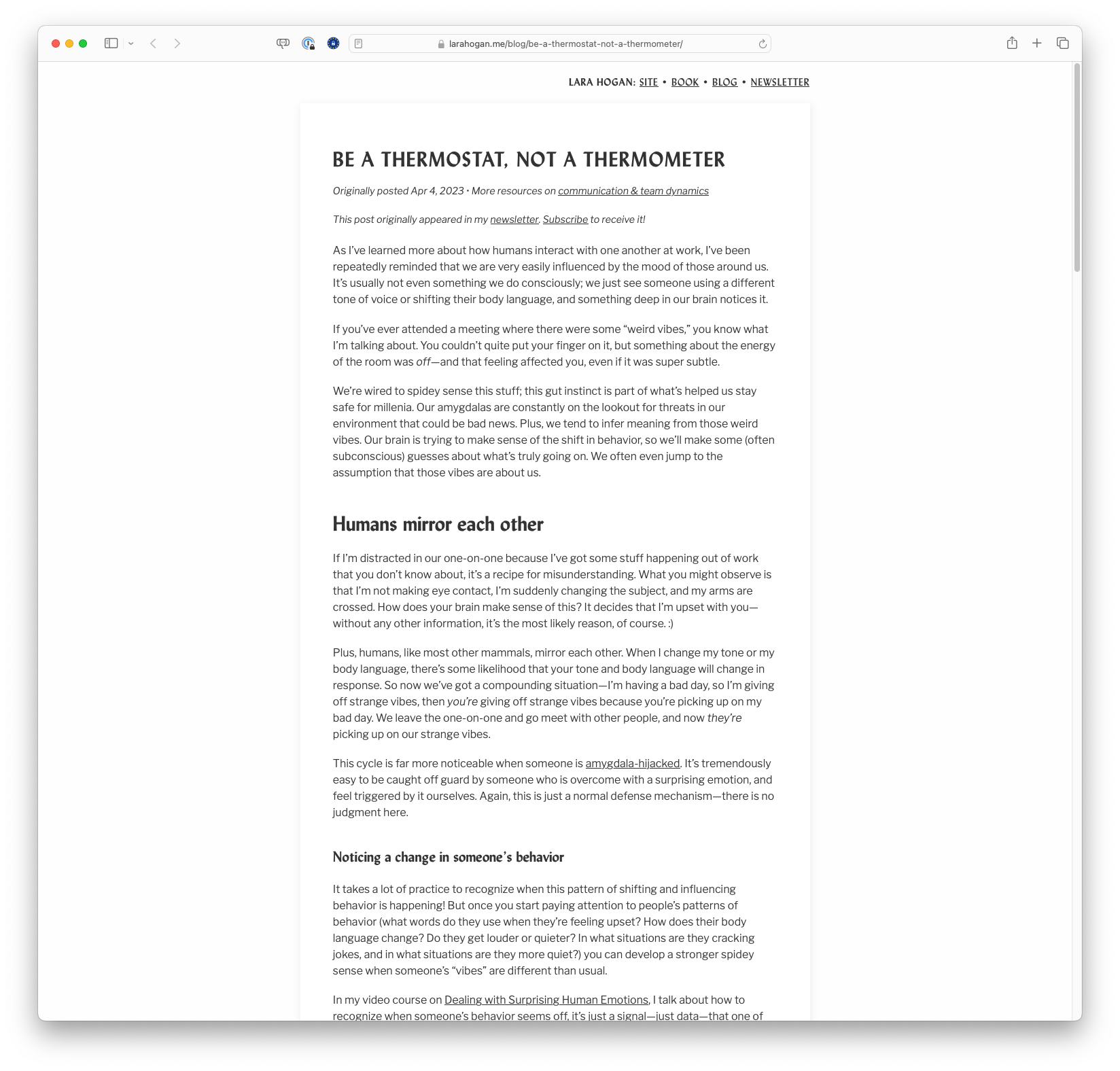 Be a thermostat, not a thermometer