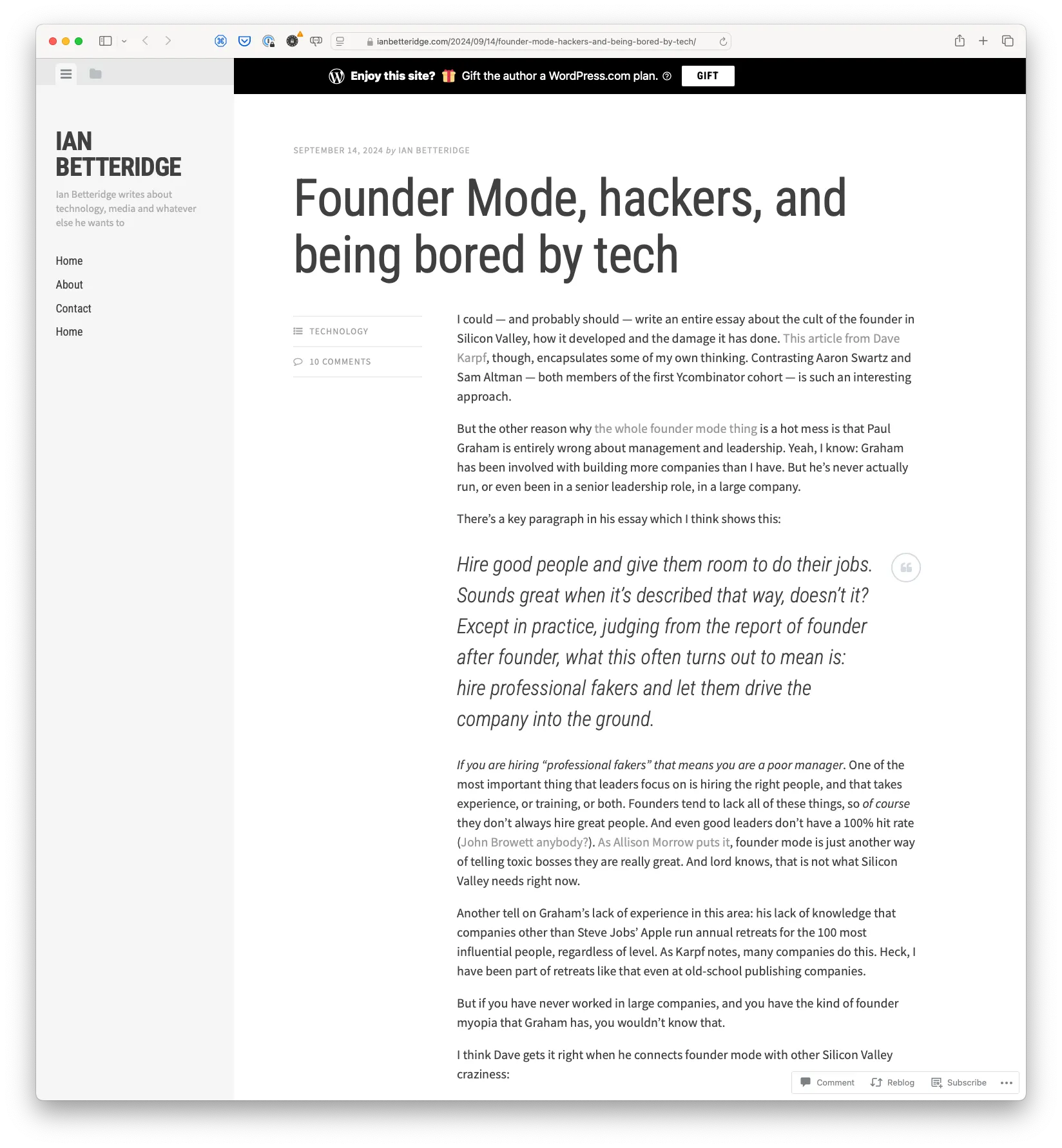 Founder Mode, Hackers, and Being Bored by Tech