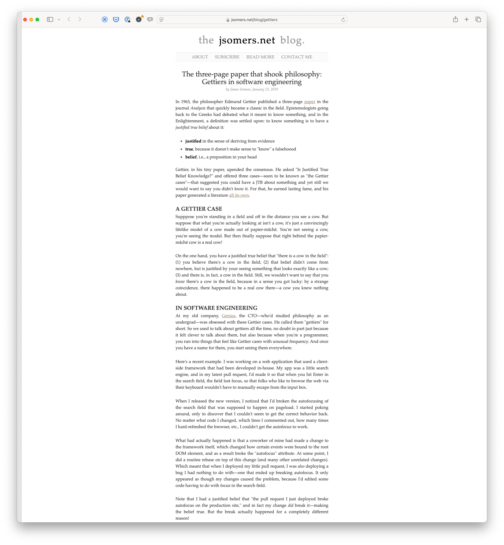 The three-page paper that shook philosophy: Gettiers in software engineering