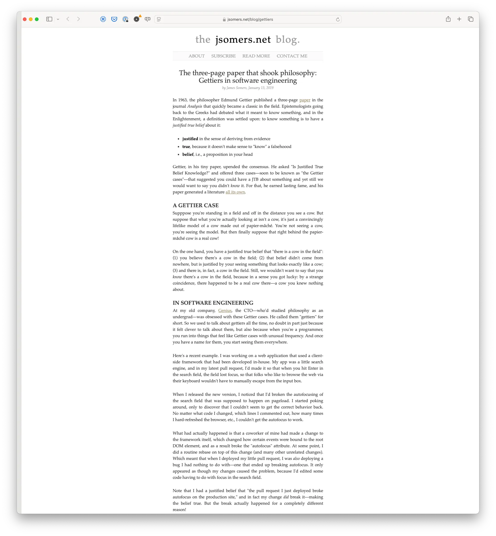 The three-page paper that shook philosophy: Gettiers in software engineering