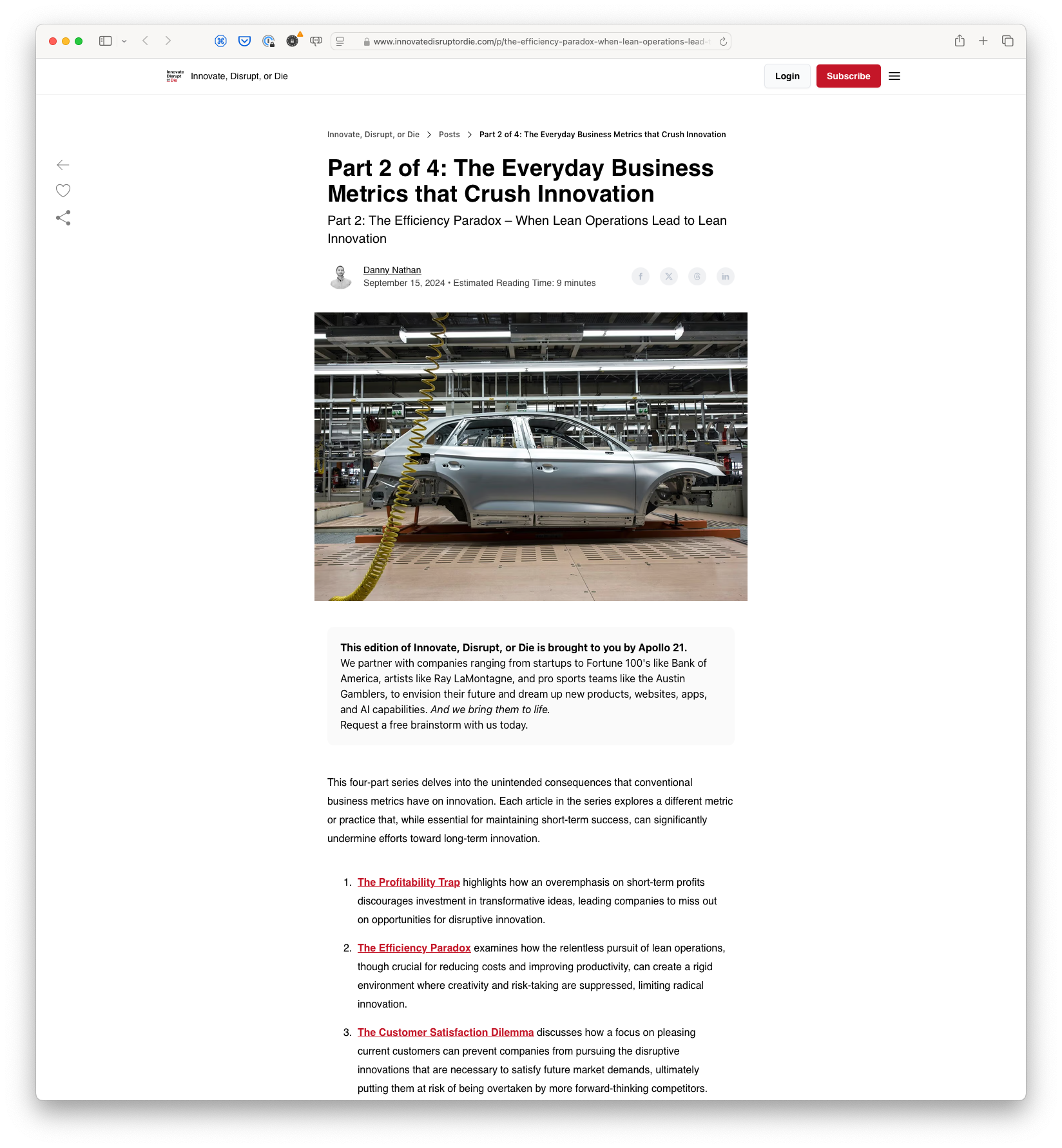 The Efficiency Paradox: When Lean Operations Lead to Lean Innovation