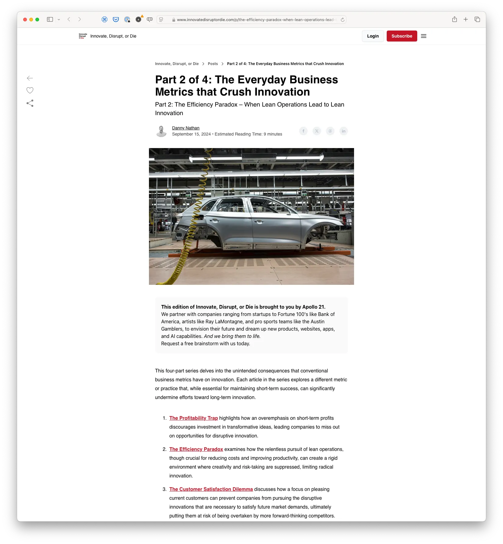 The Efficiency Paradox: When Lean Operations Lead to Lean Innovation