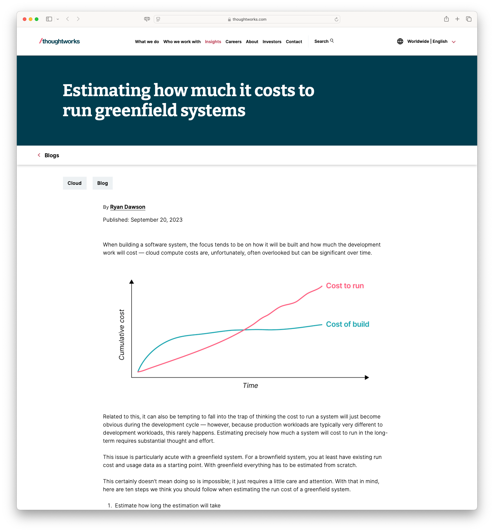 Estimating How Much It Costs to Run Greenfield Systems