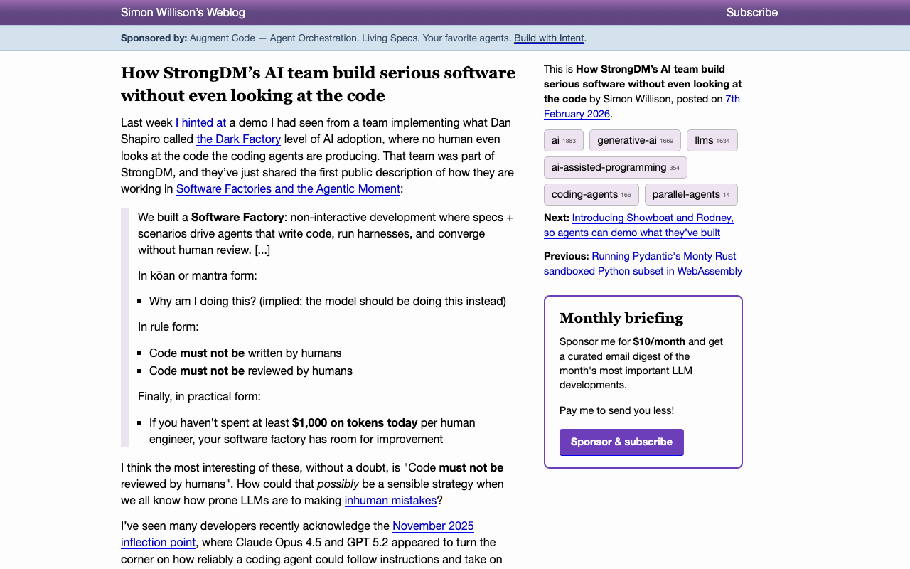 How StrongDM’s AI team build serious software without even looking at the code
