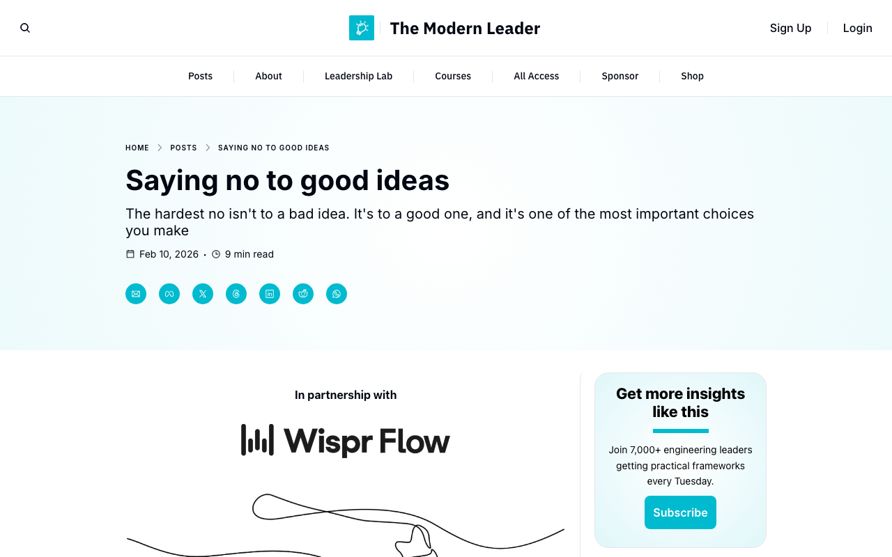 Saying no to good ideas