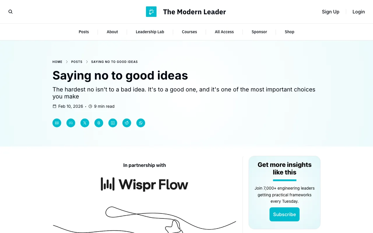 Saying no to good ideas