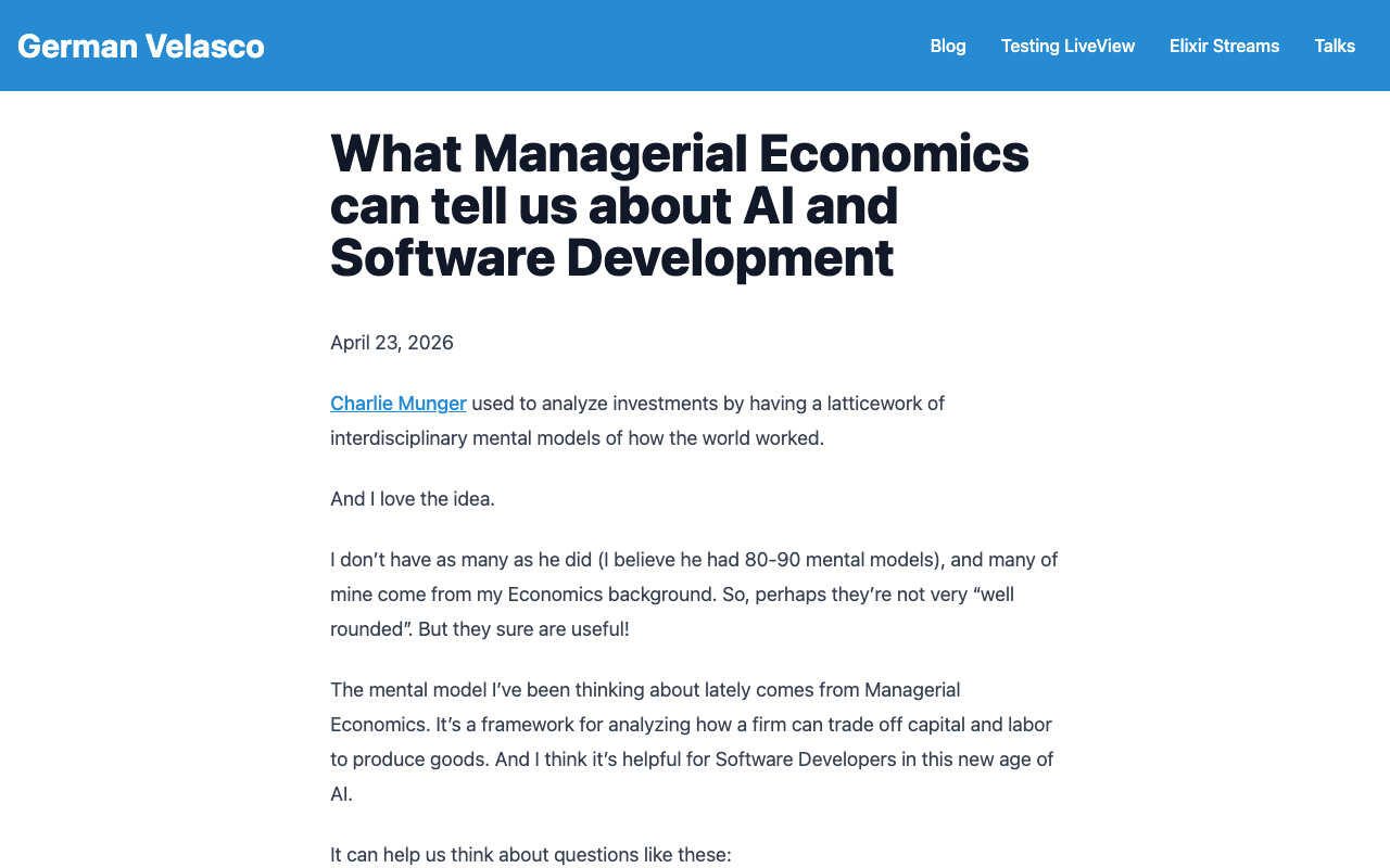 What Managerial Economics can tell us about AI and Software Development