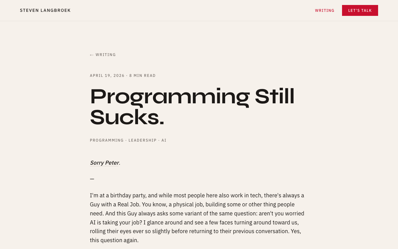 Programming Still Sucks. — Writing