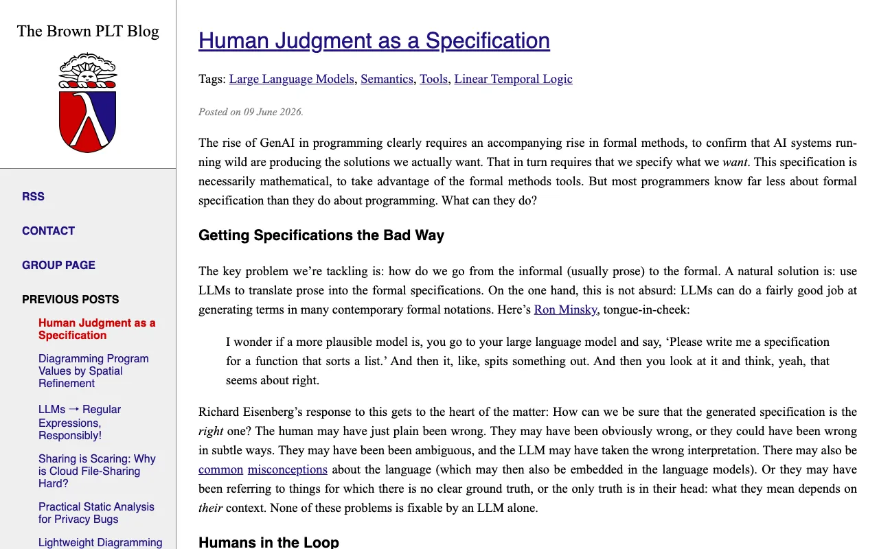Human Judgment as a Specification