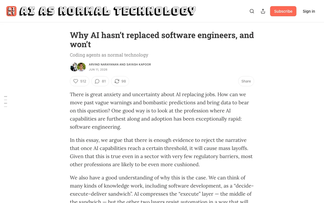 Why AI hasn’t replaced software engineers, and won’t