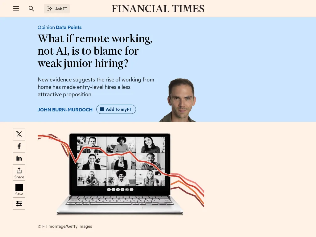 What if remote working, not AI, is to blame for weak junior hiring?