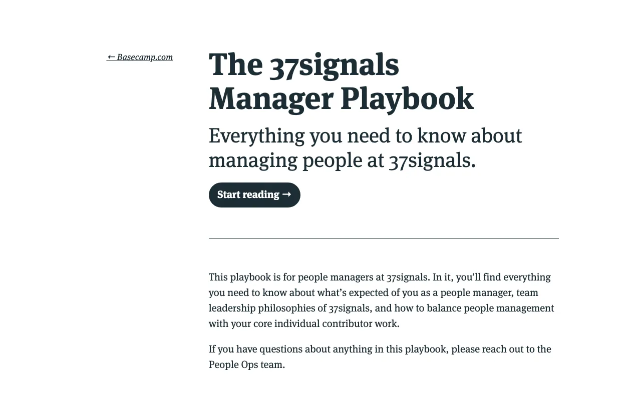 The 37signals Manager Playbook