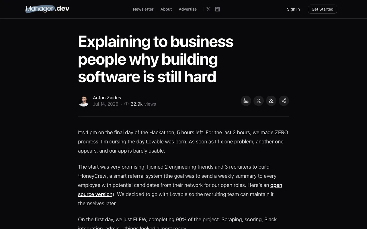 Explaining to business people why building software is still hard