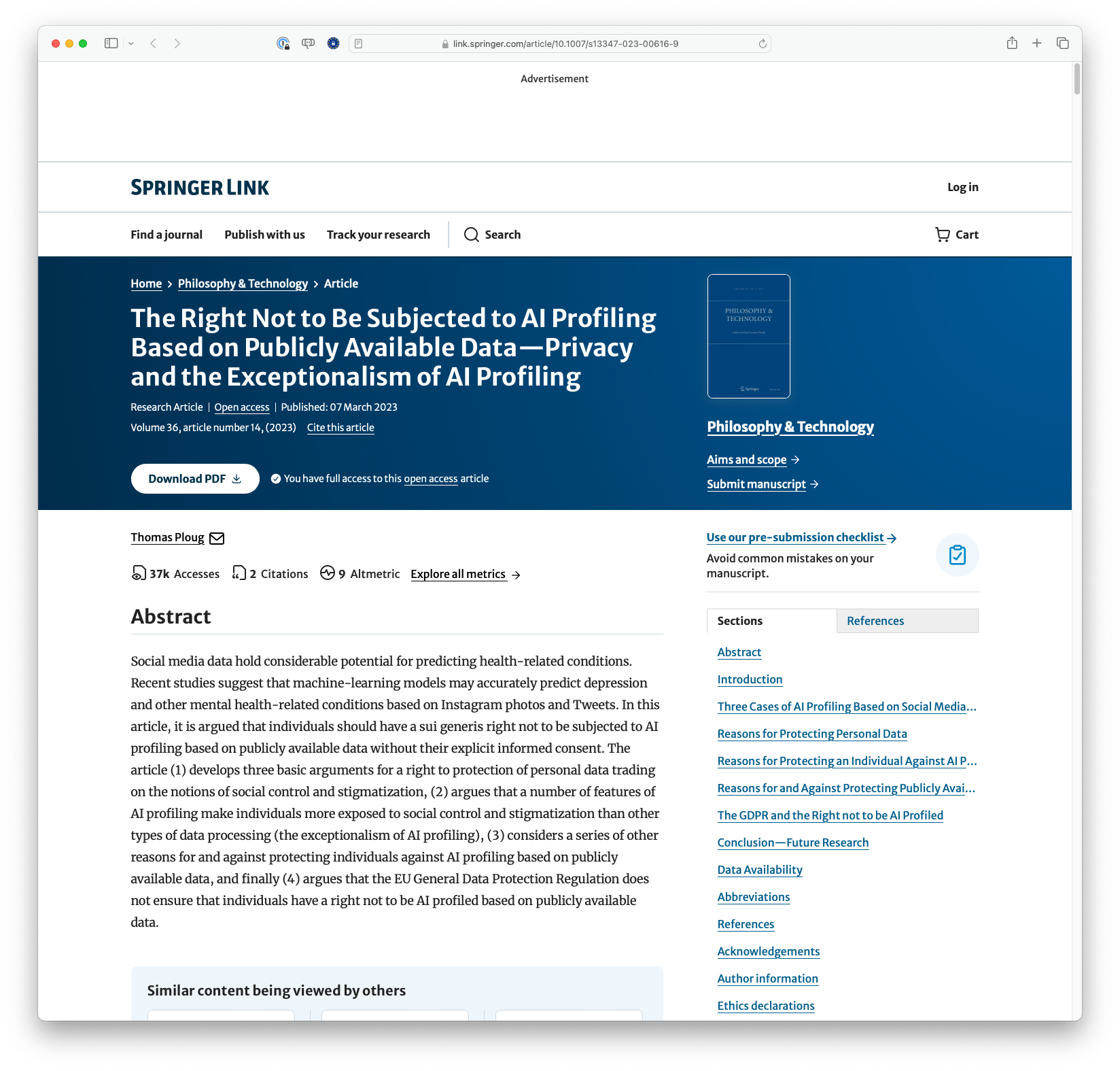 The Right Not to Be Subjected to AI Profiling Based on Publicly Available Data—Privacy and the Exceptionalism of AI Profiling