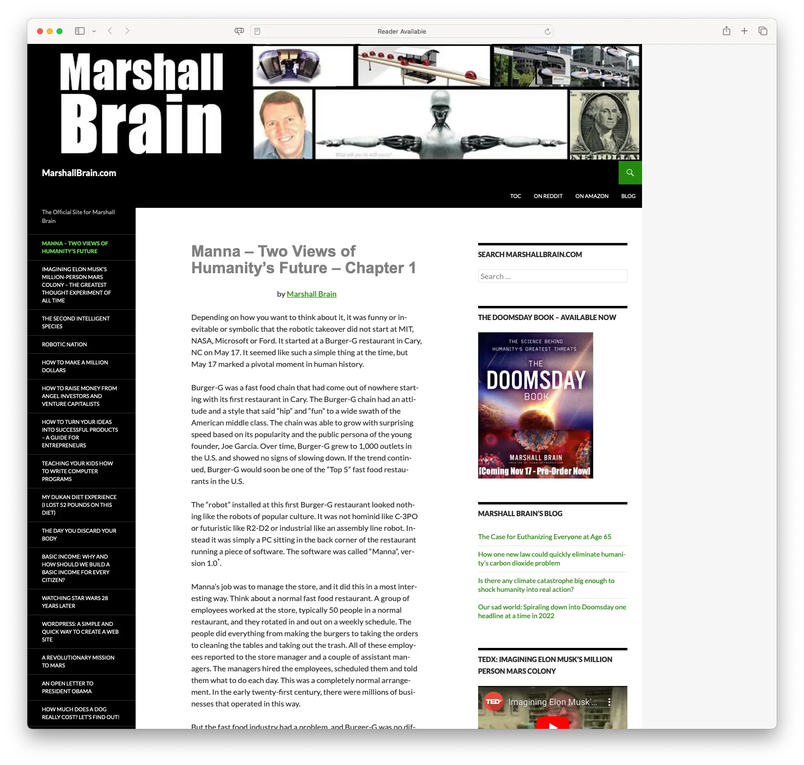 Manna – Two Views of Humanity's Future – Chapter 1