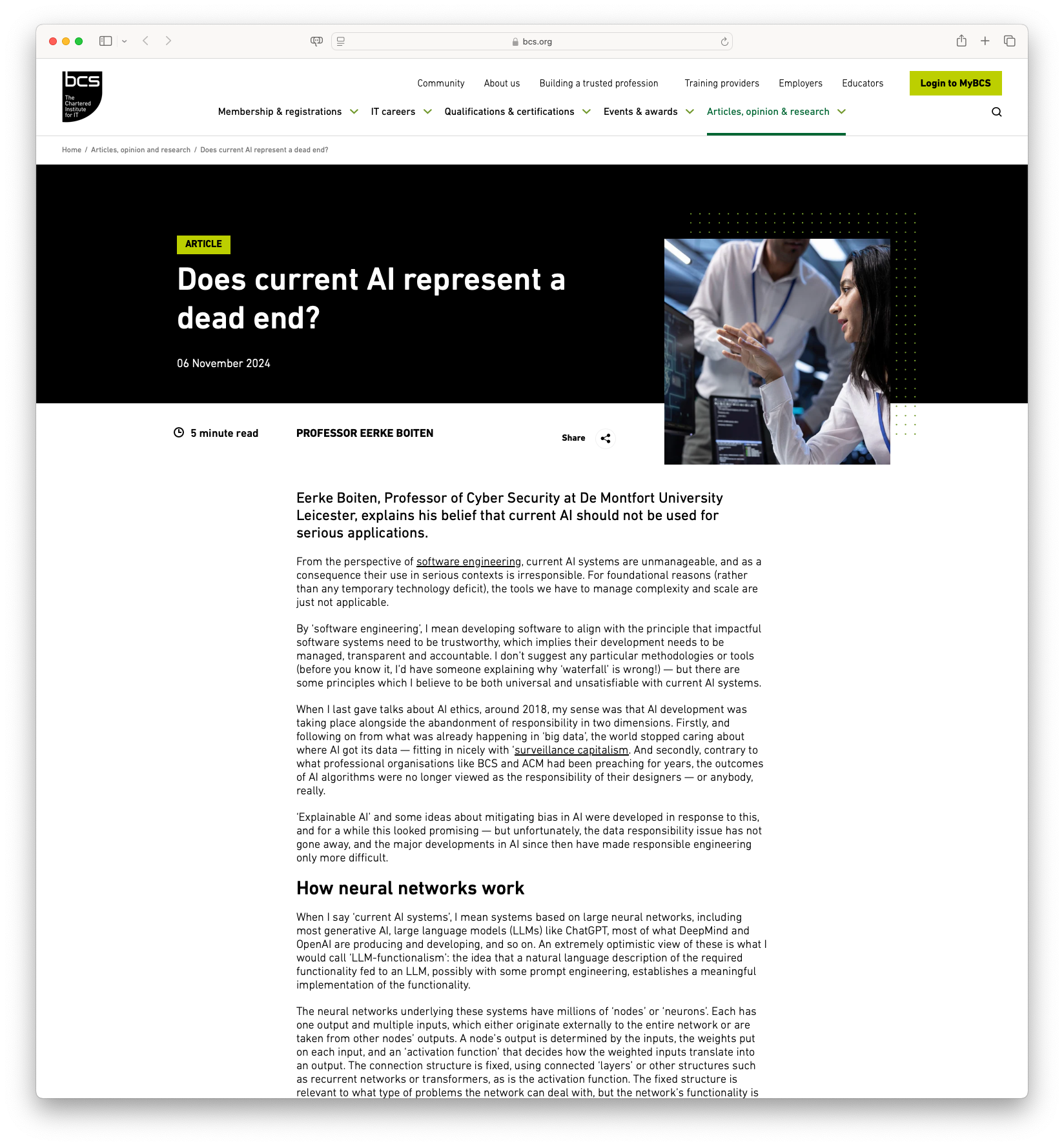 Does current AI represent a dead end?