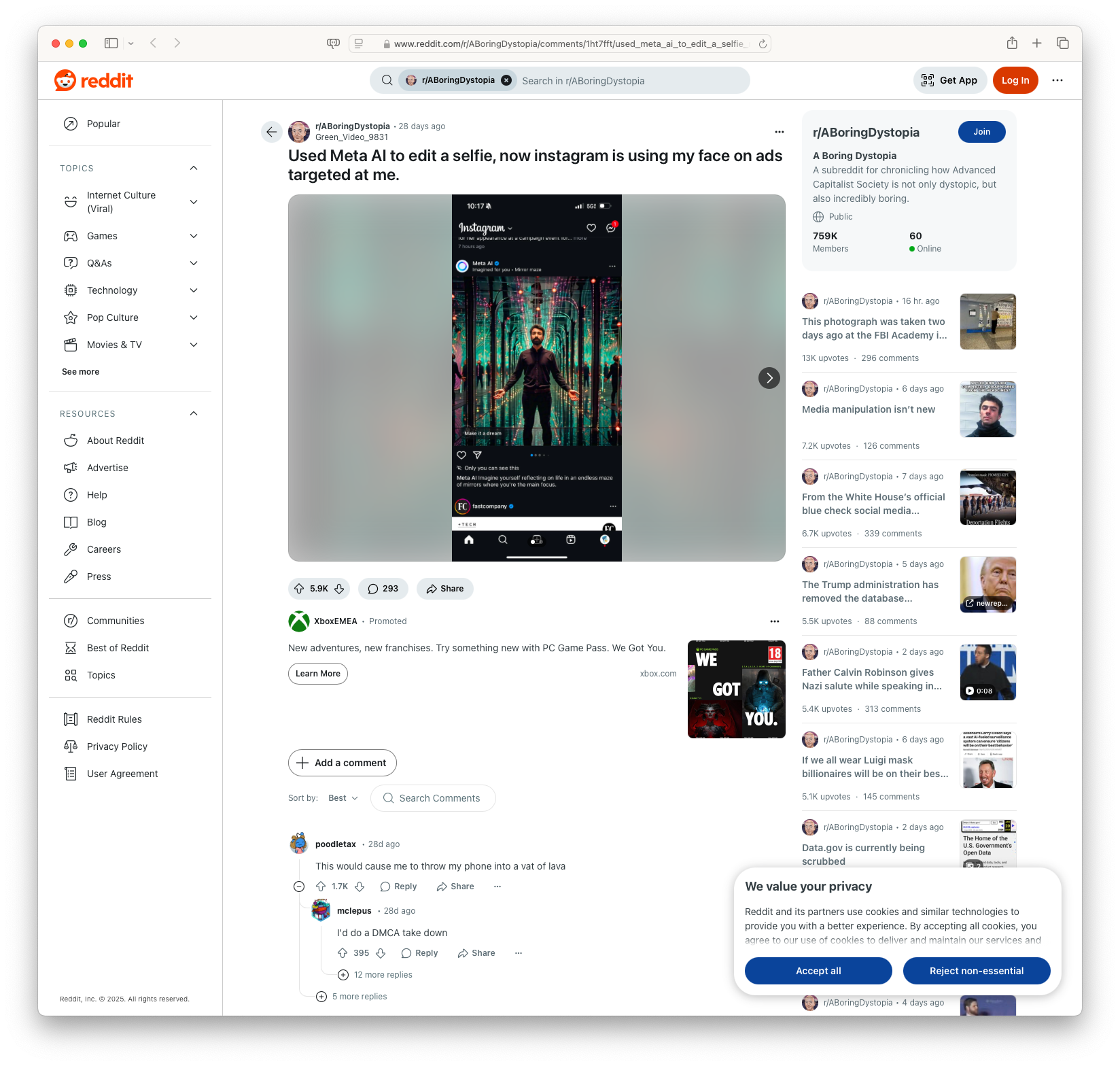 Used Meta AI to edit a selfie, now Instagram is using my face on ads targeted at me.
