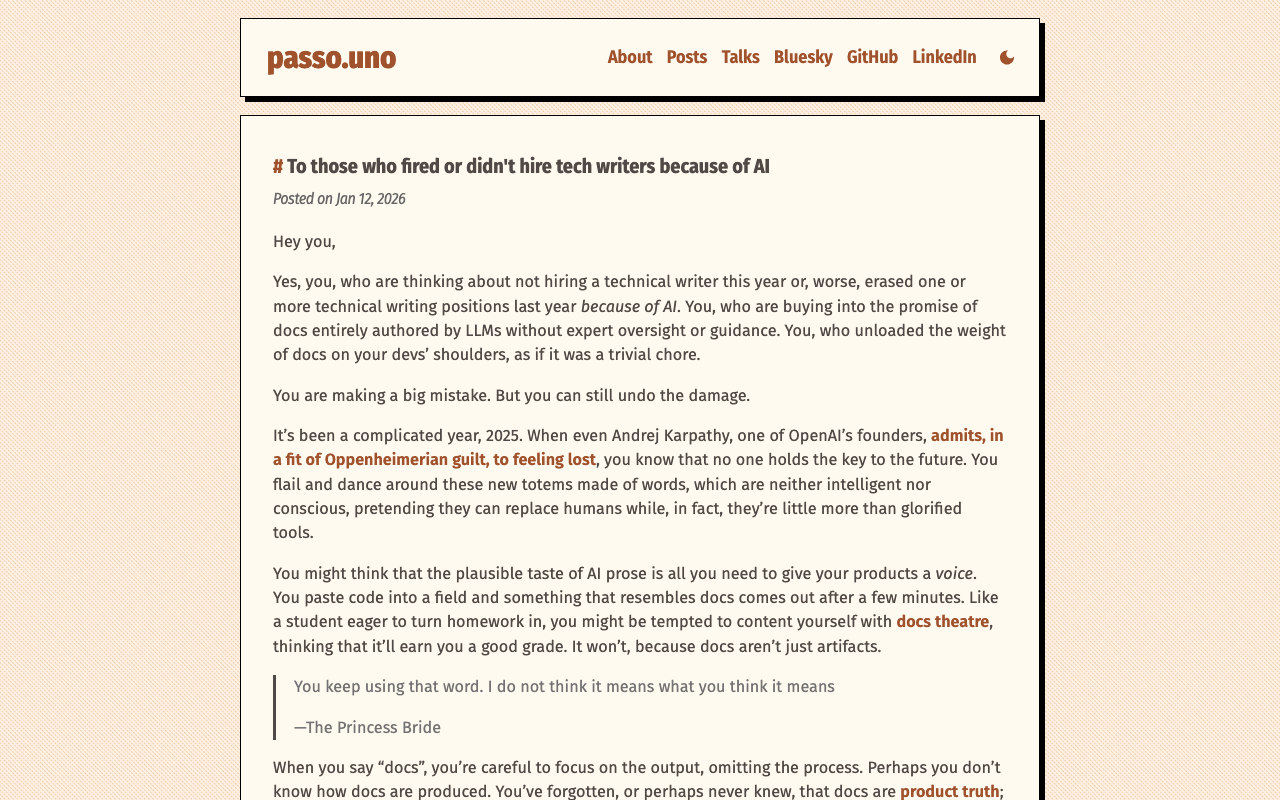 To those who fired or didn't hire tech writers because of AI